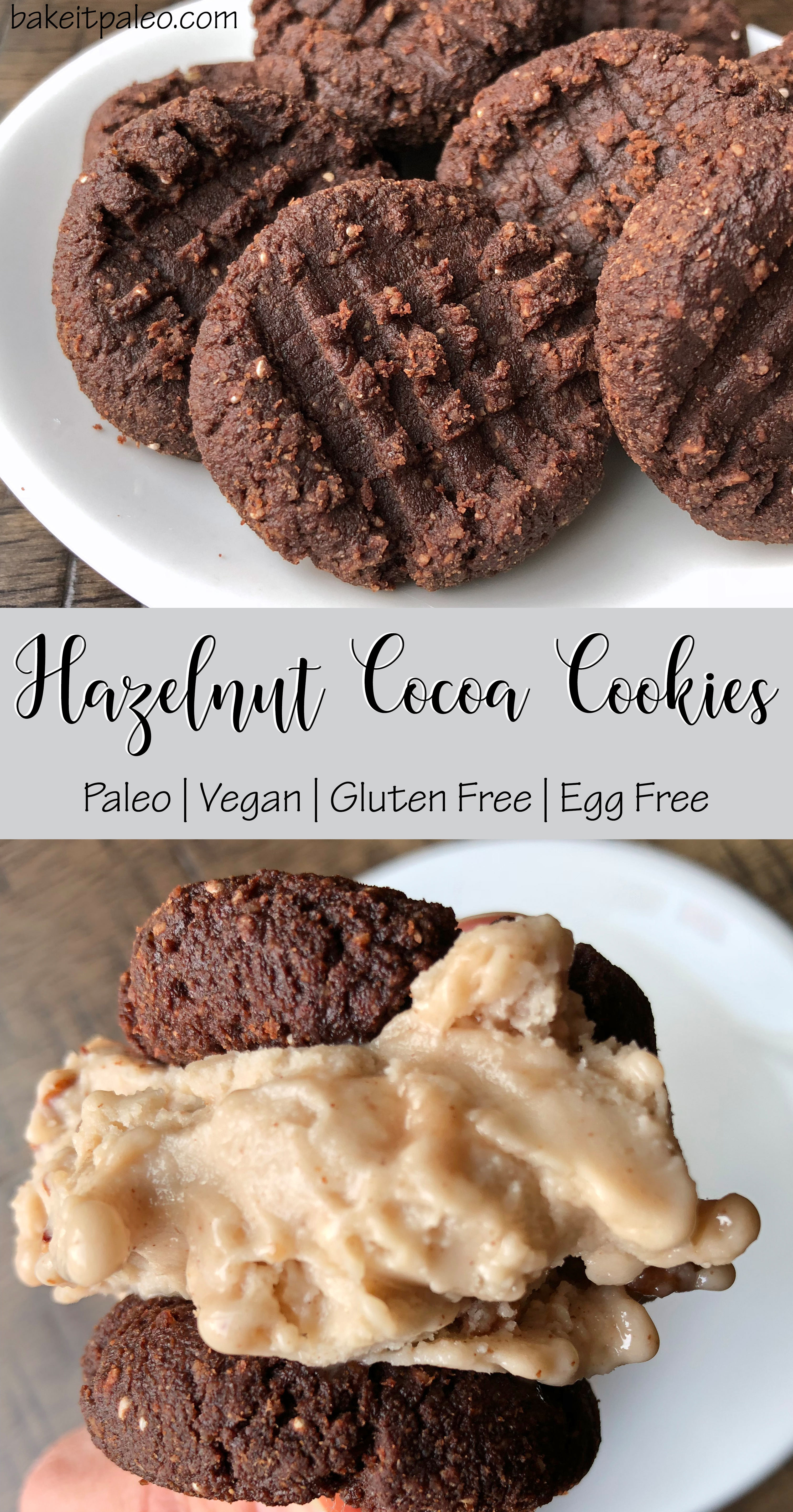 Egg Free Paleo Hazelnut Cocoa Cookies