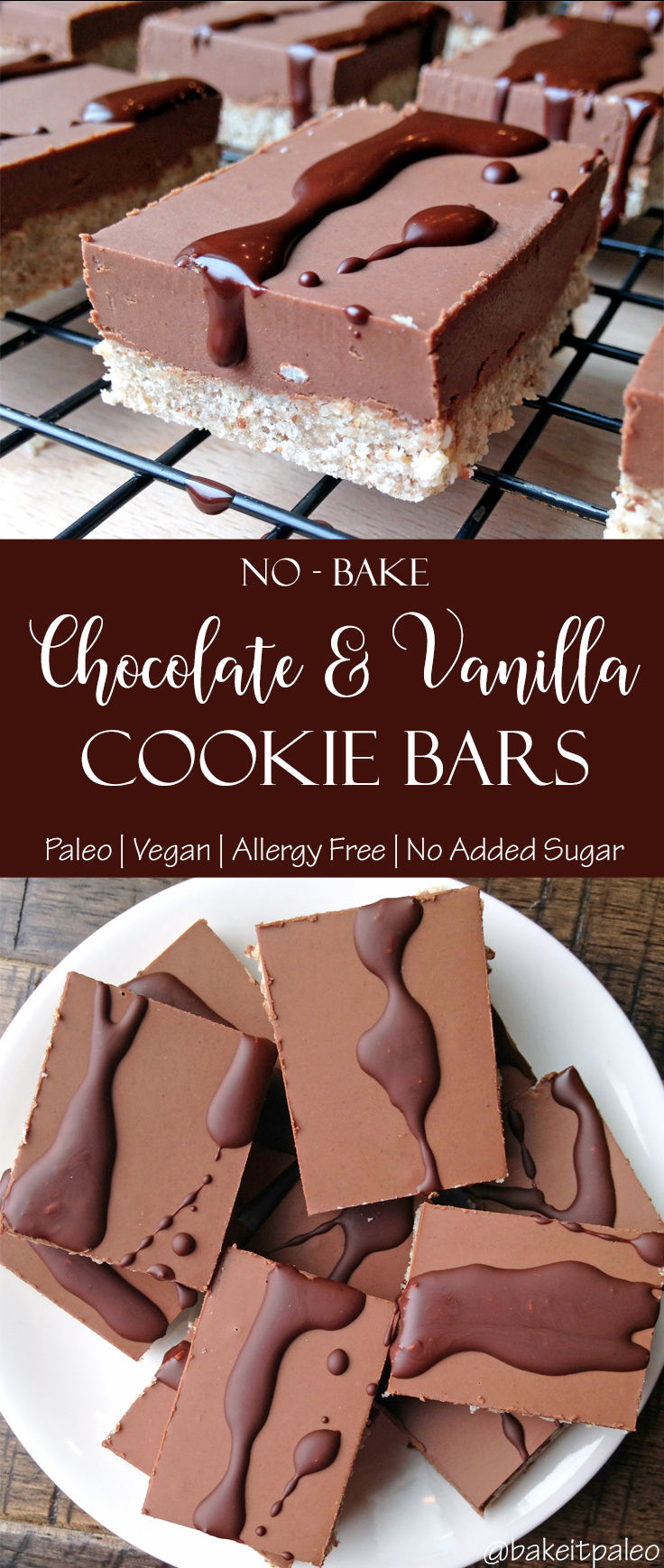 No Bake Chocolate and Vanilla Paleo Cookie Bars