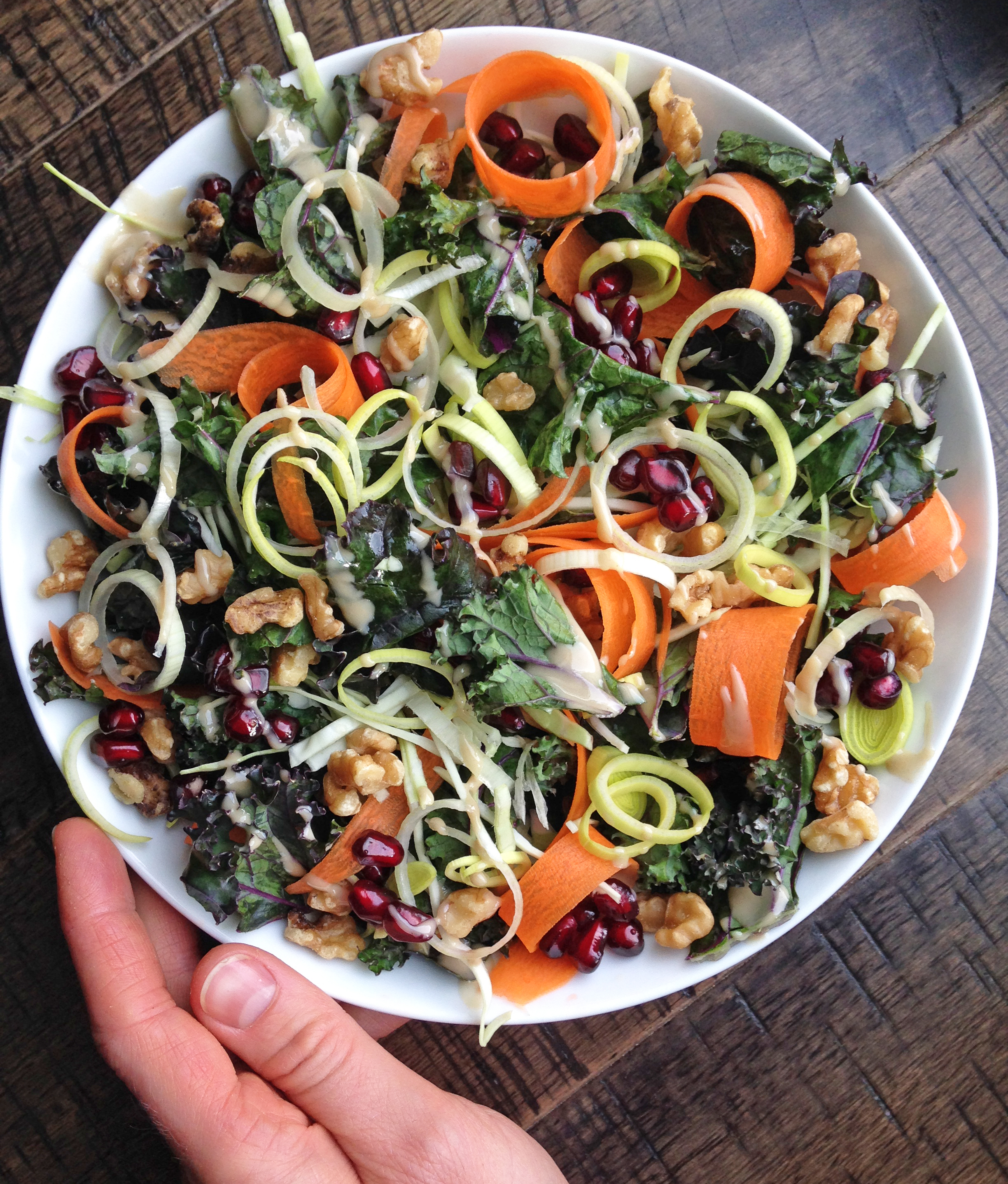 Walnut Kale and pomegranate Salad