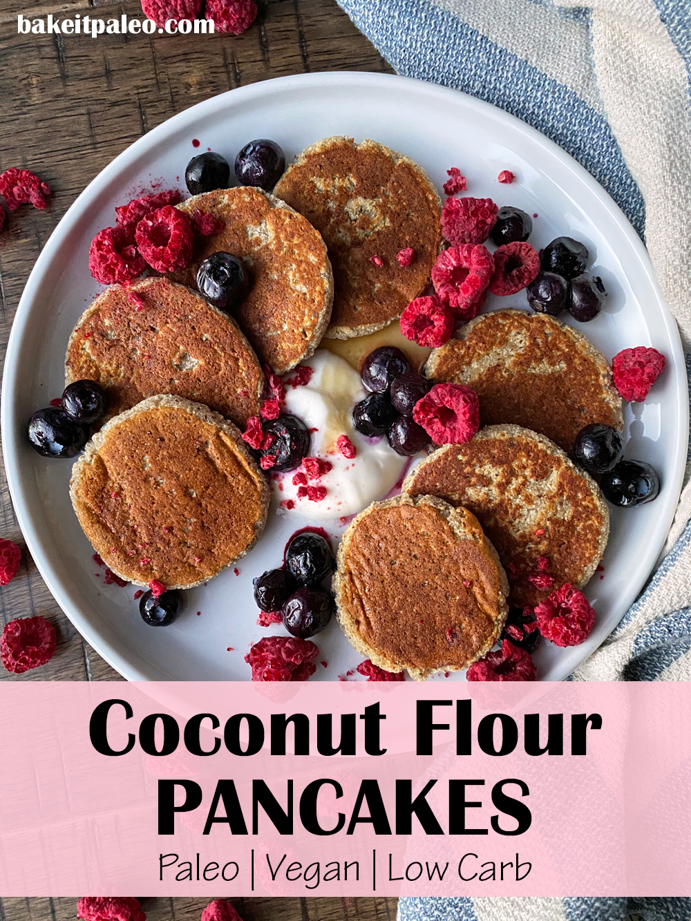 egg free Paleo Pancakes wit coconut flour