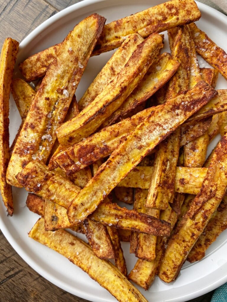 Baked Cinnamon Plantain Fries (Whole30, Vegan) Bake It Paleo