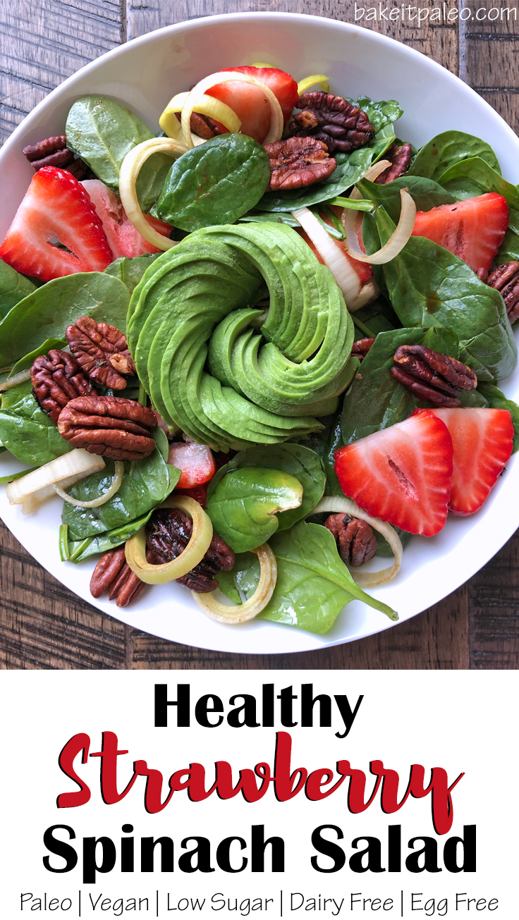 Paleo Strawberry Spinach Salad with Candied Pecans