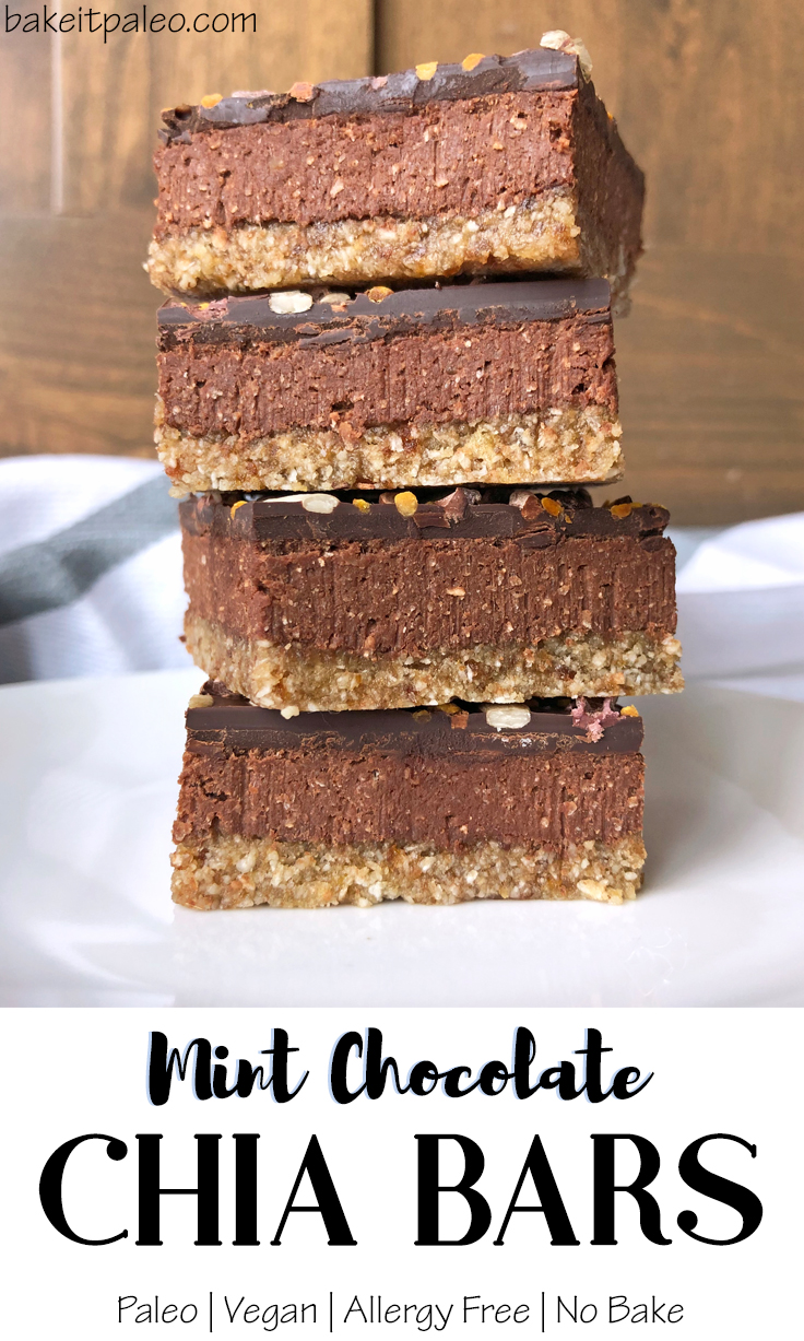 Easy Mint Chocolate Chia Bars Paleo