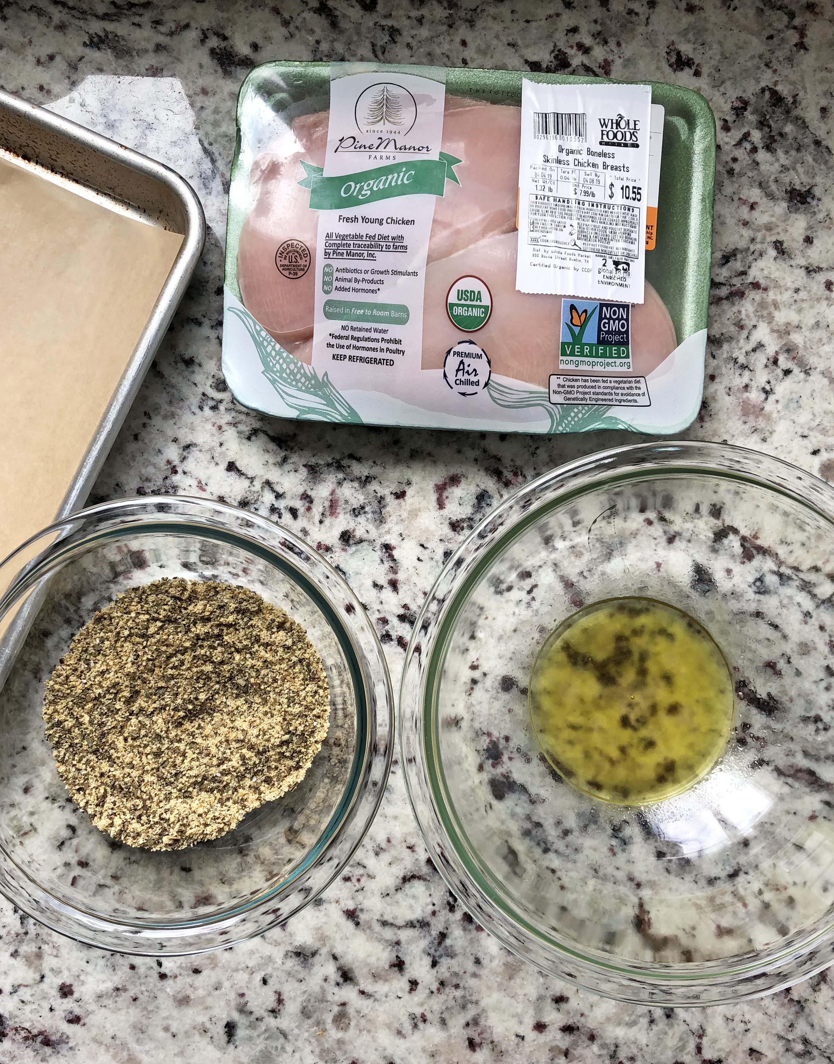 Ingredients for making Paleo chicken fingers