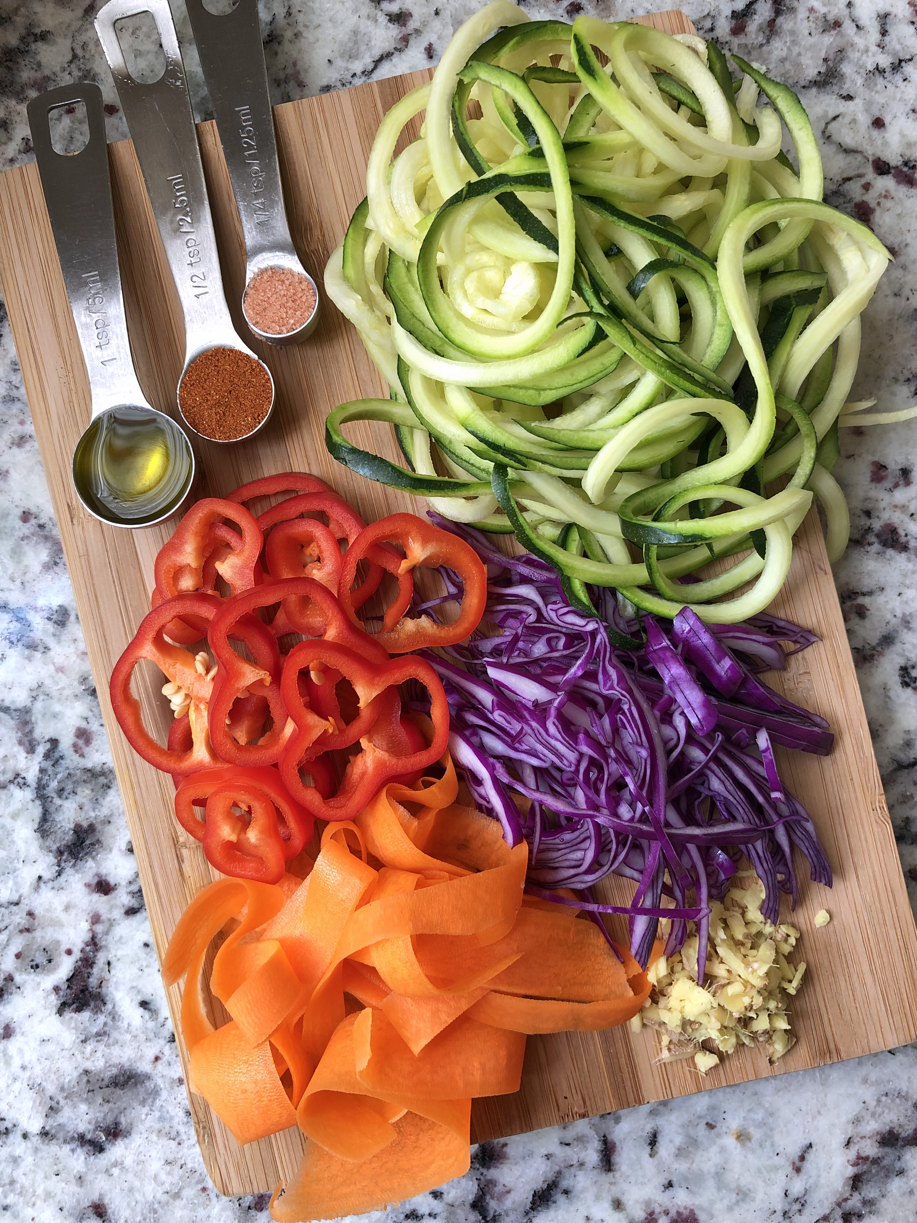 Ingredients for making Spicy Ginger Cajun Zoodles