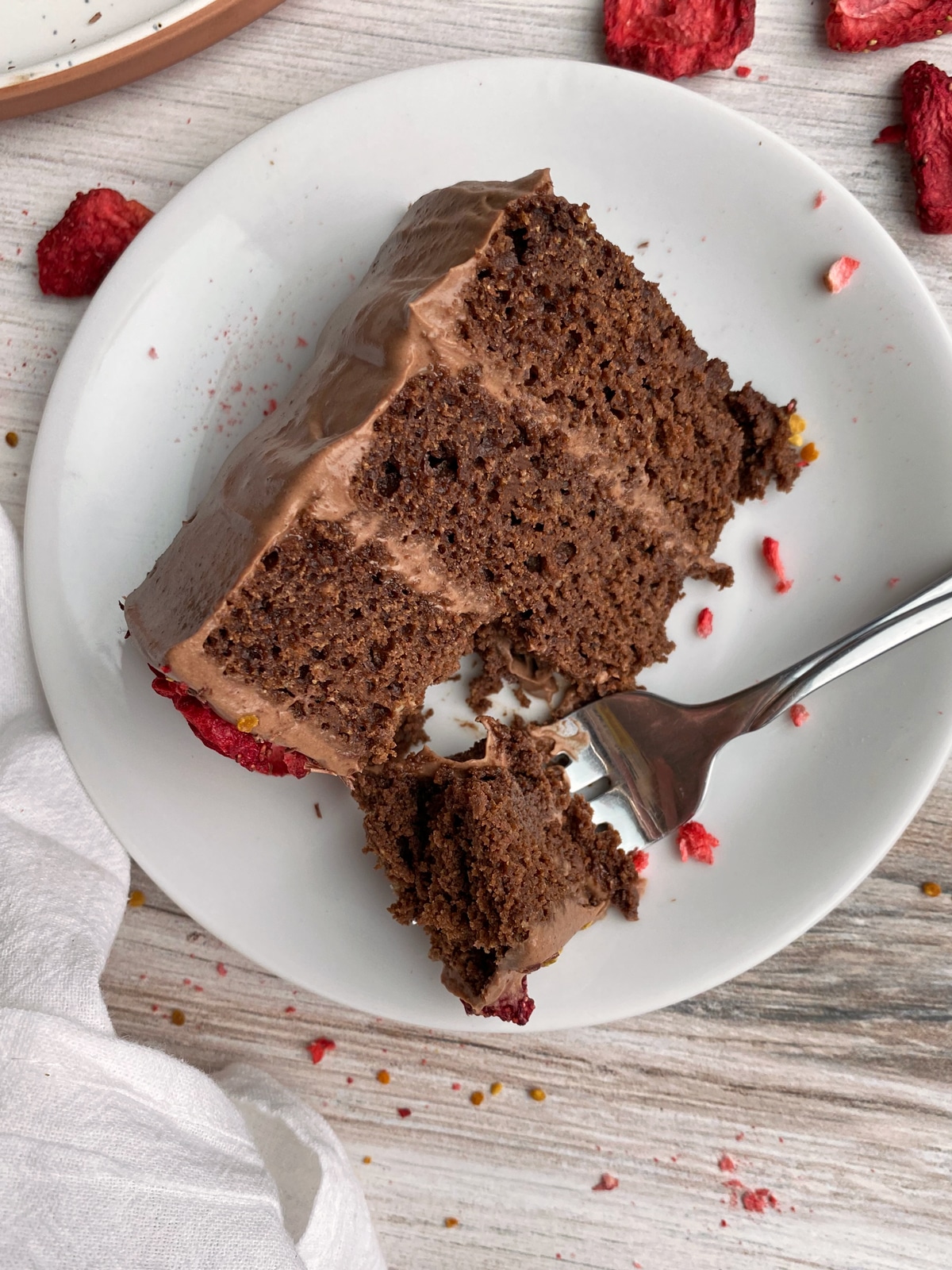 top view of slice of cake