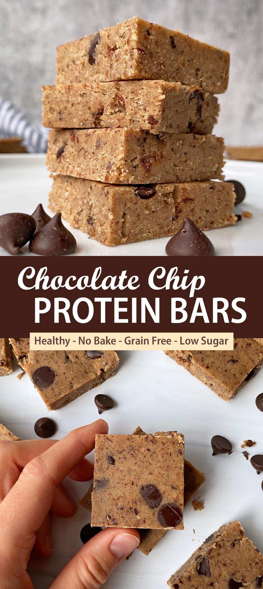 chocolate-chip-cookie-dough-protein-bars-recipe-pinterest image