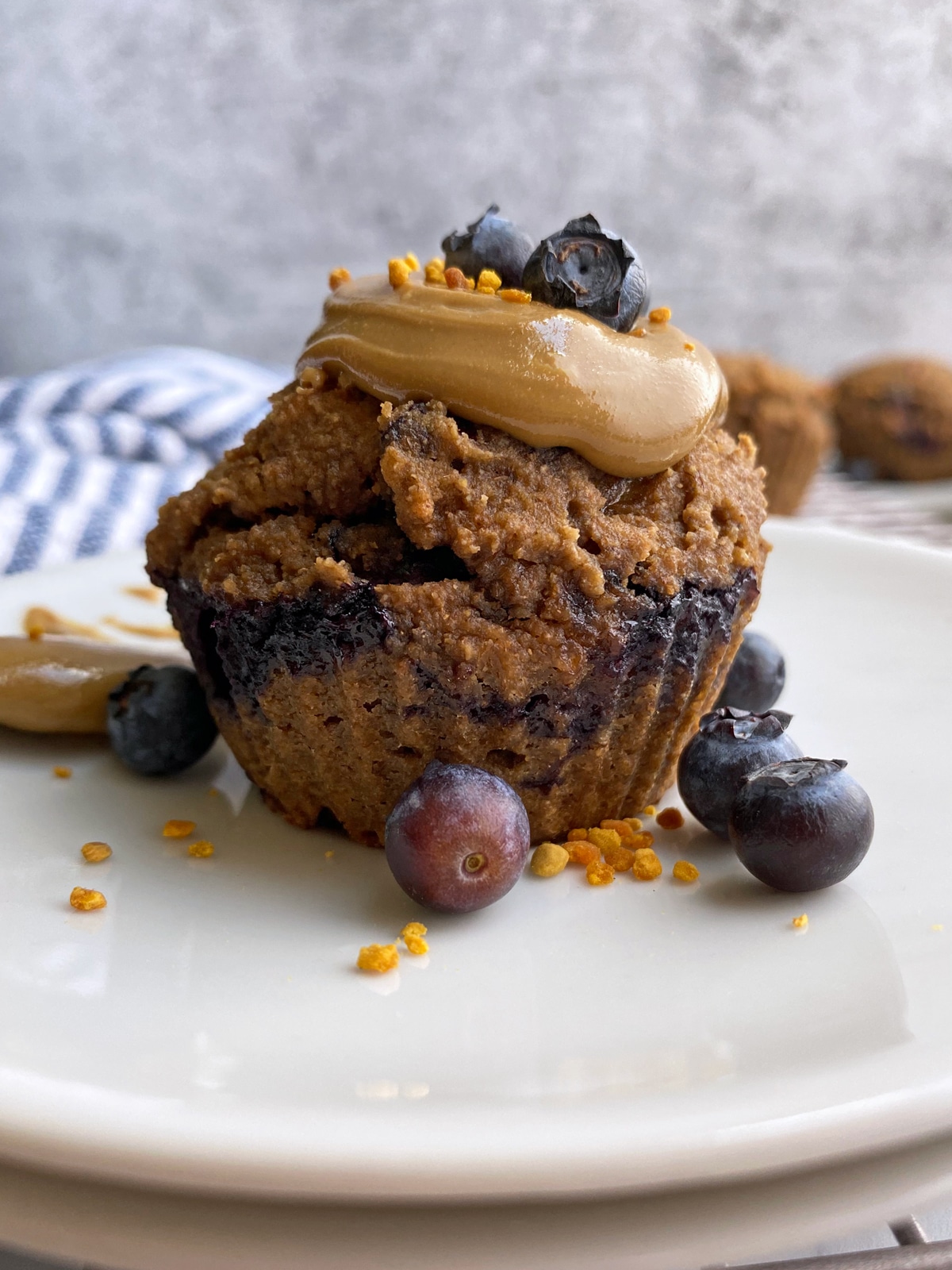 tigernut muffin topped with sunbutter