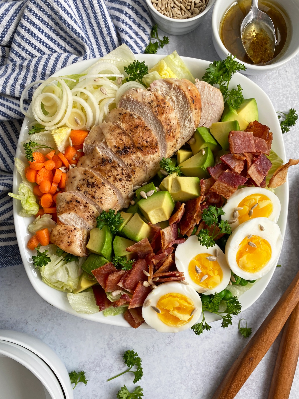 Whole30 Cobb Salad with Lemon Tahini Dressing