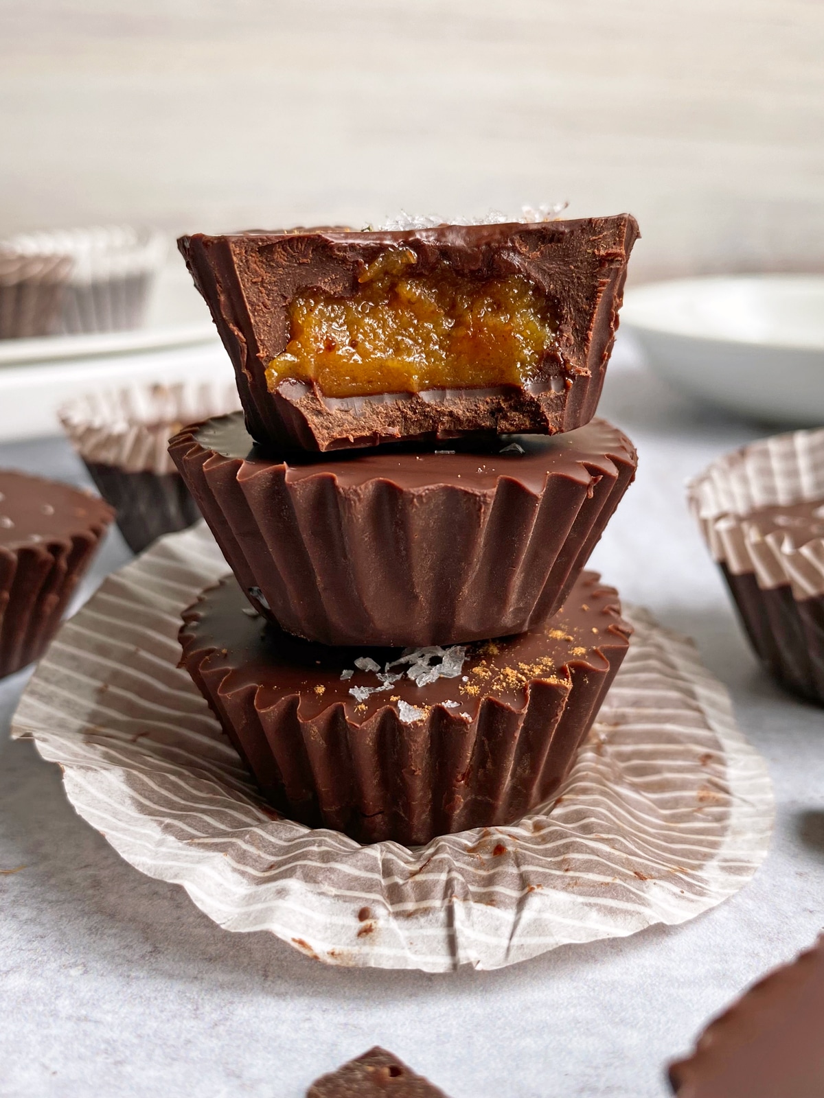 inside view of pumpkin peanut butter cup