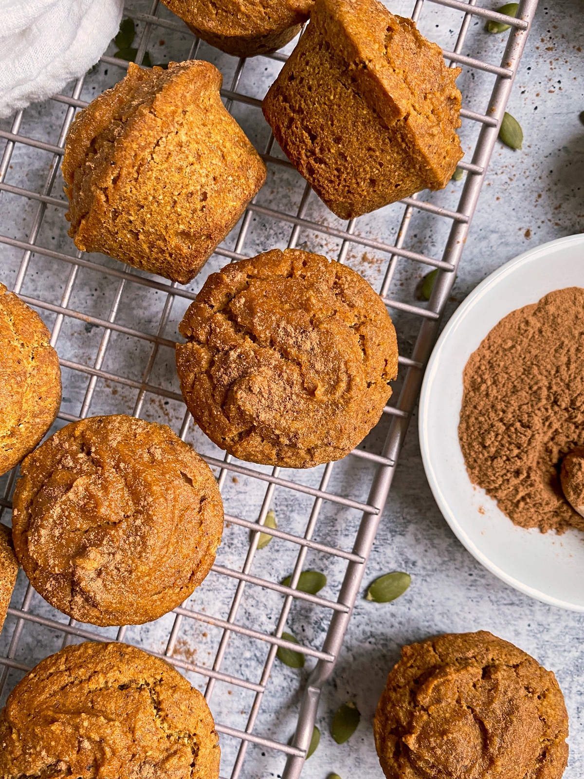 mini pumpkin muffins on cooling rack