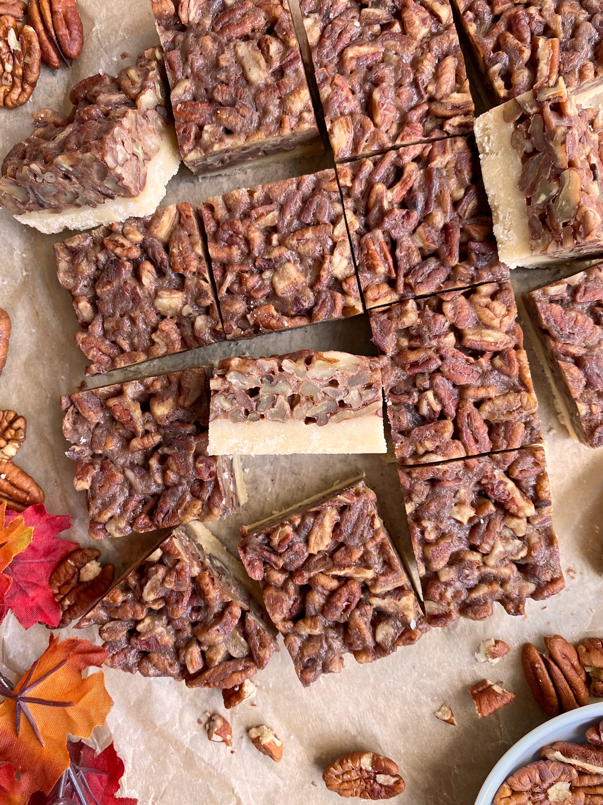 top view of pecan bars