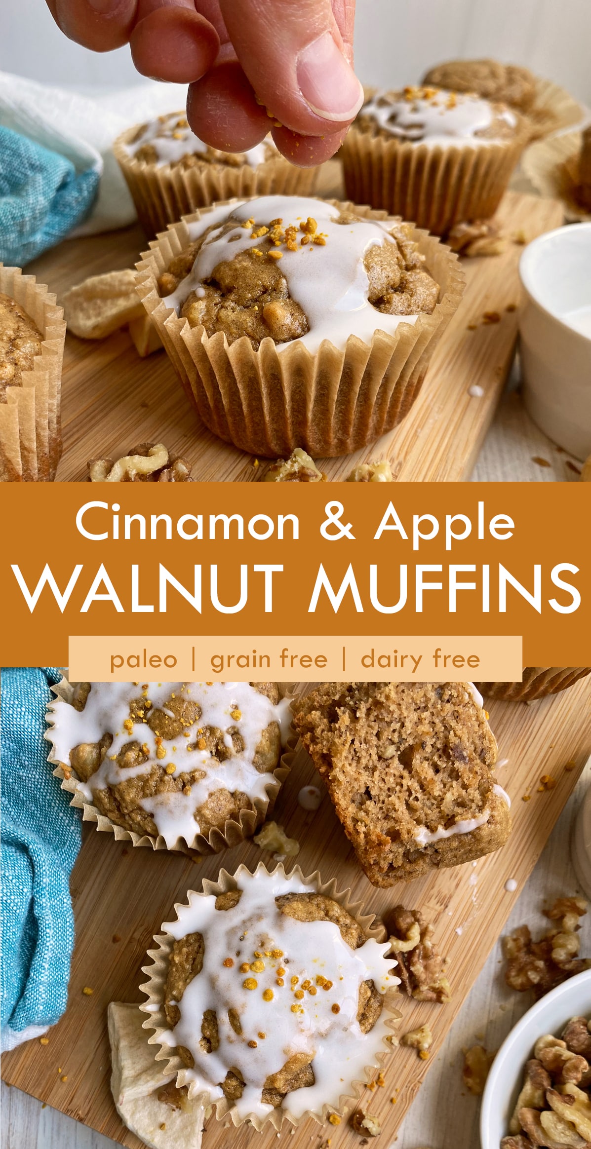 pinterest image for apple walnut muffins