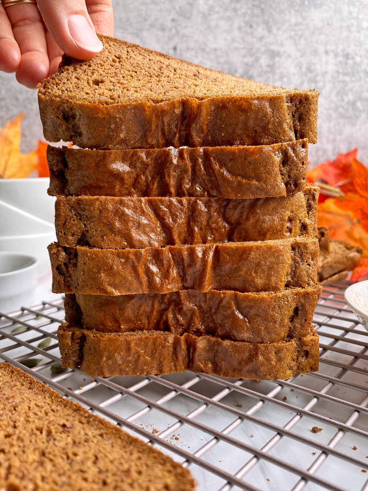 stack of flourless pumpkin bread