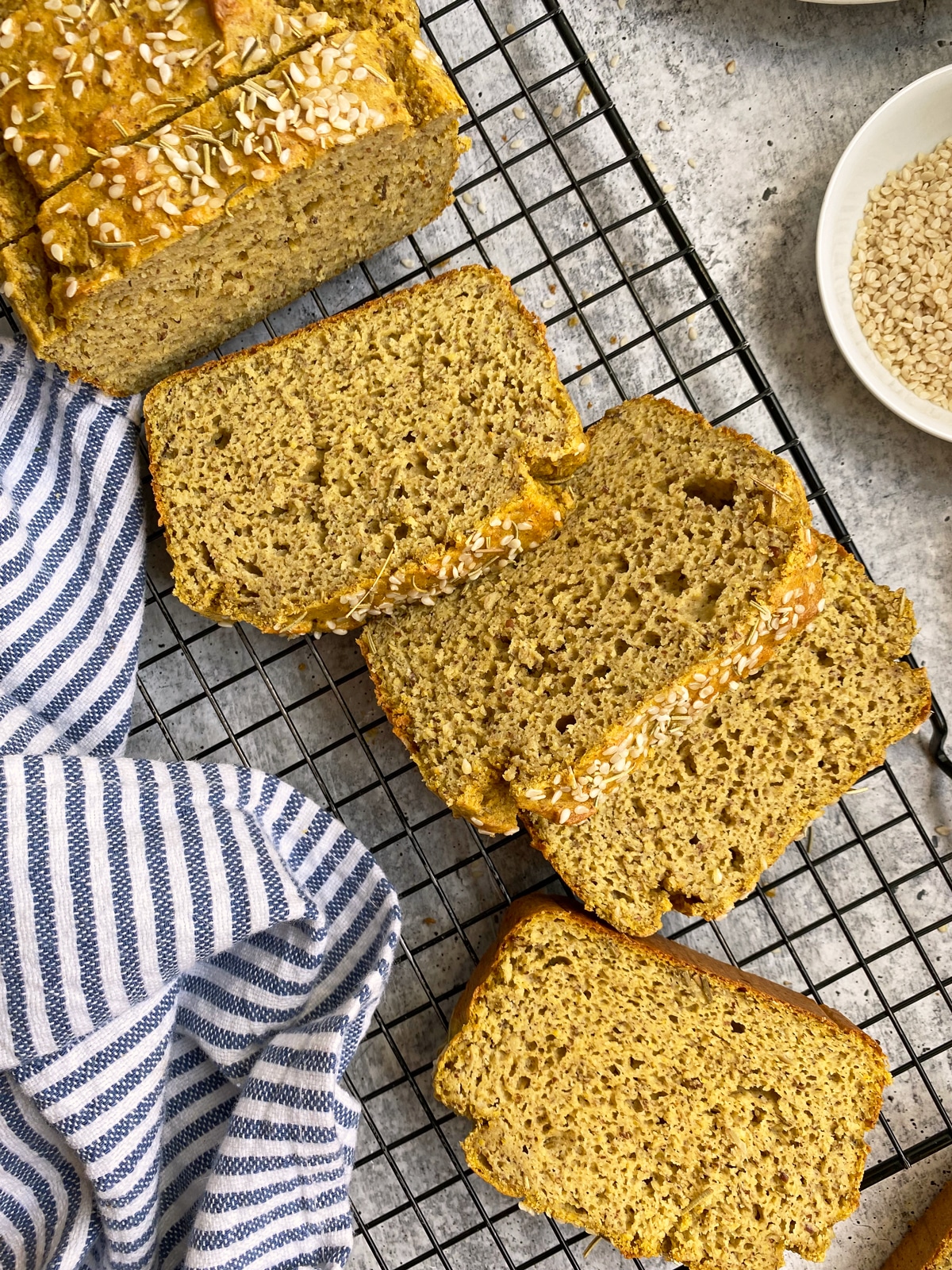 slices of squash bread on wire cooling rack
