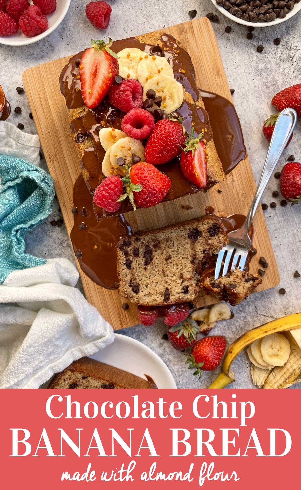 pinterest image for chocolate chip banana bread