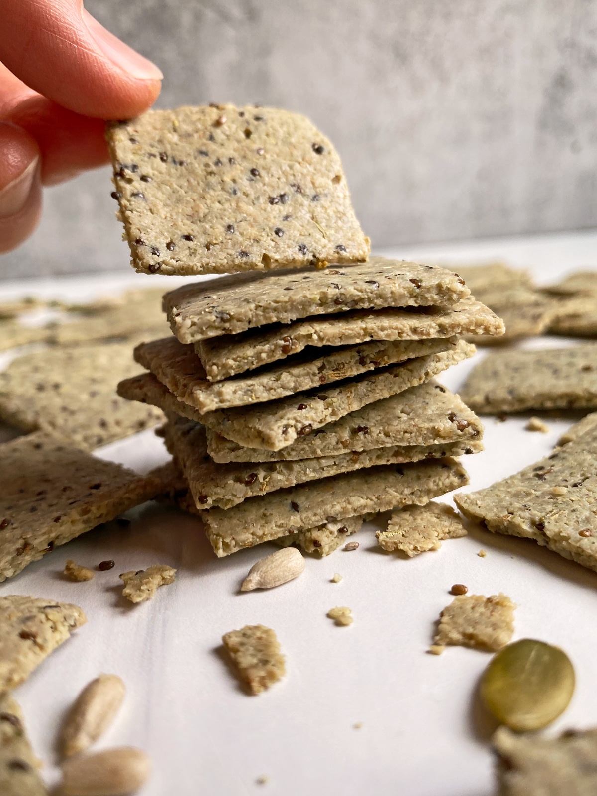 stack of seed crackers