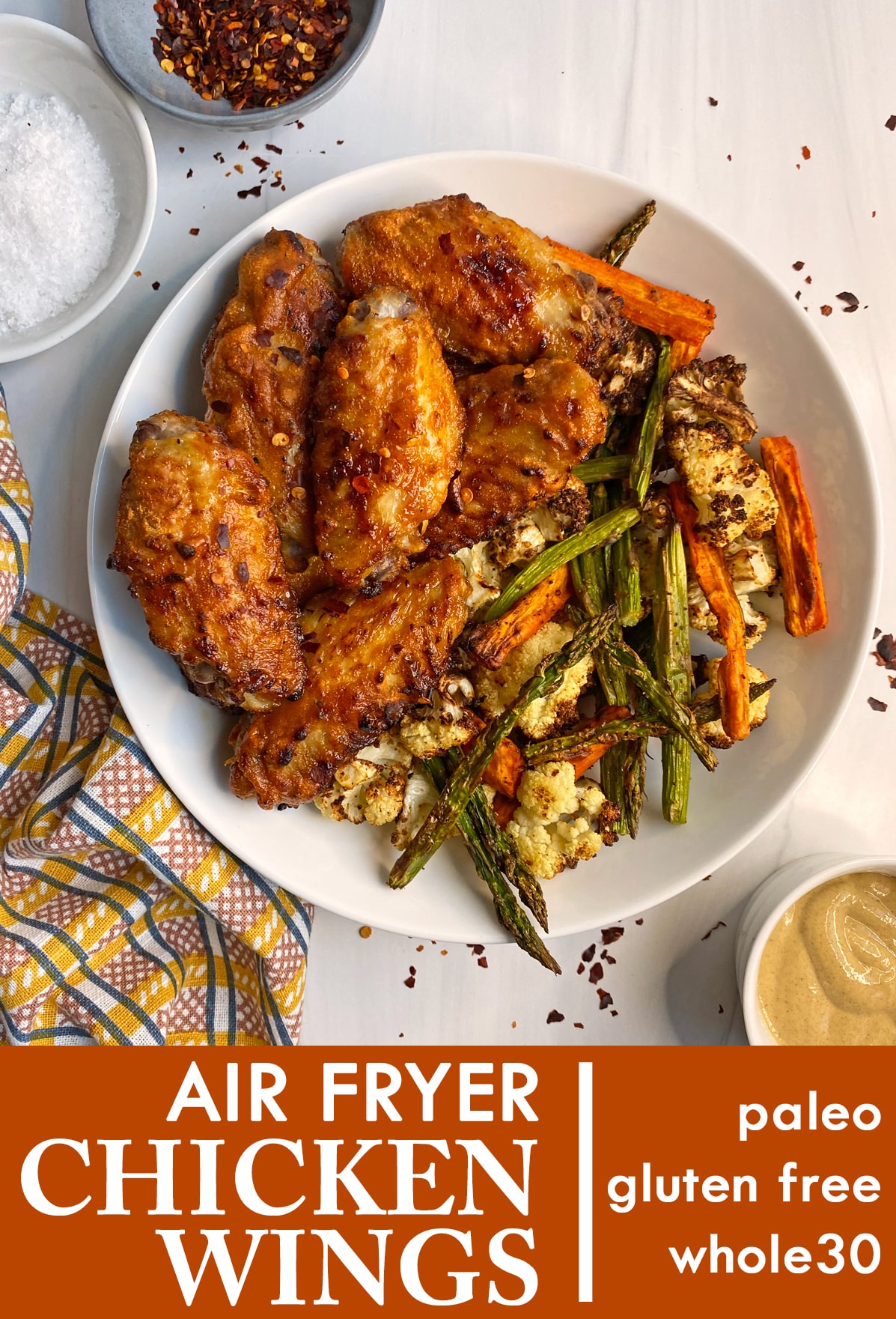 pinterest image for air fryer chicken wings