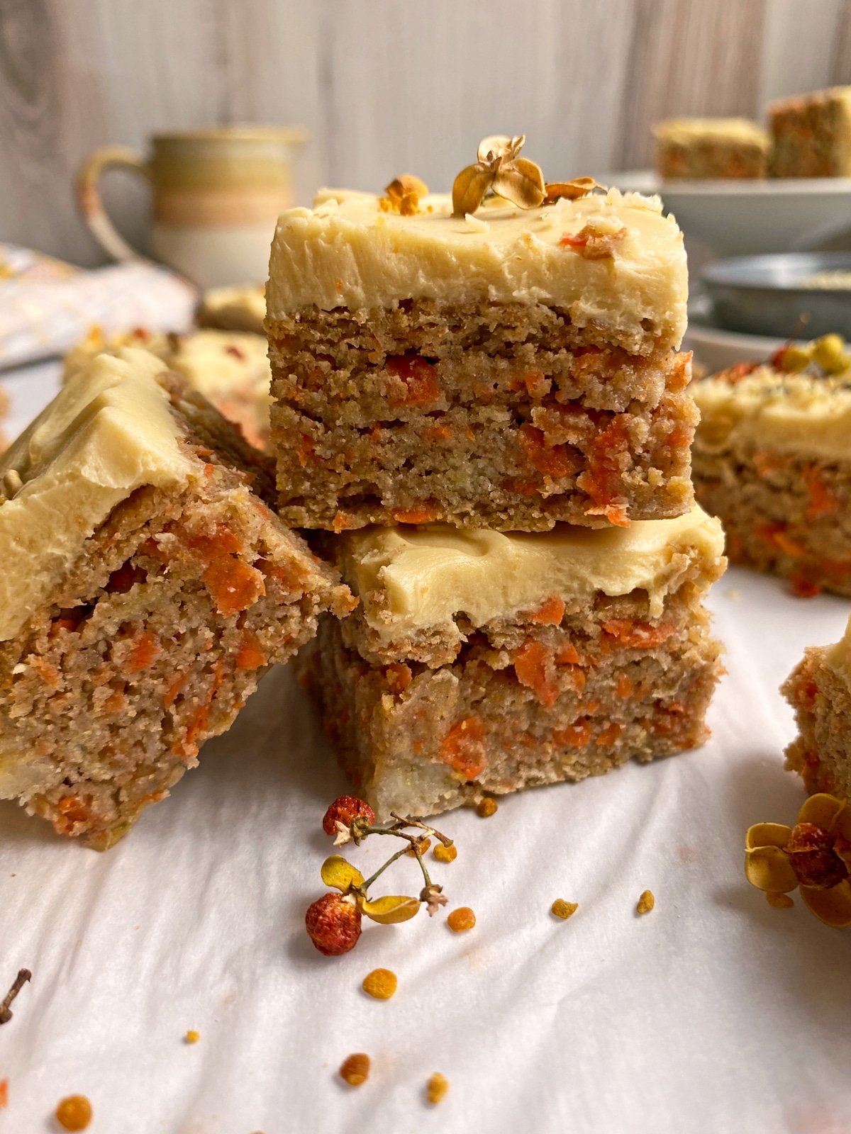 stack of carrot cake bars