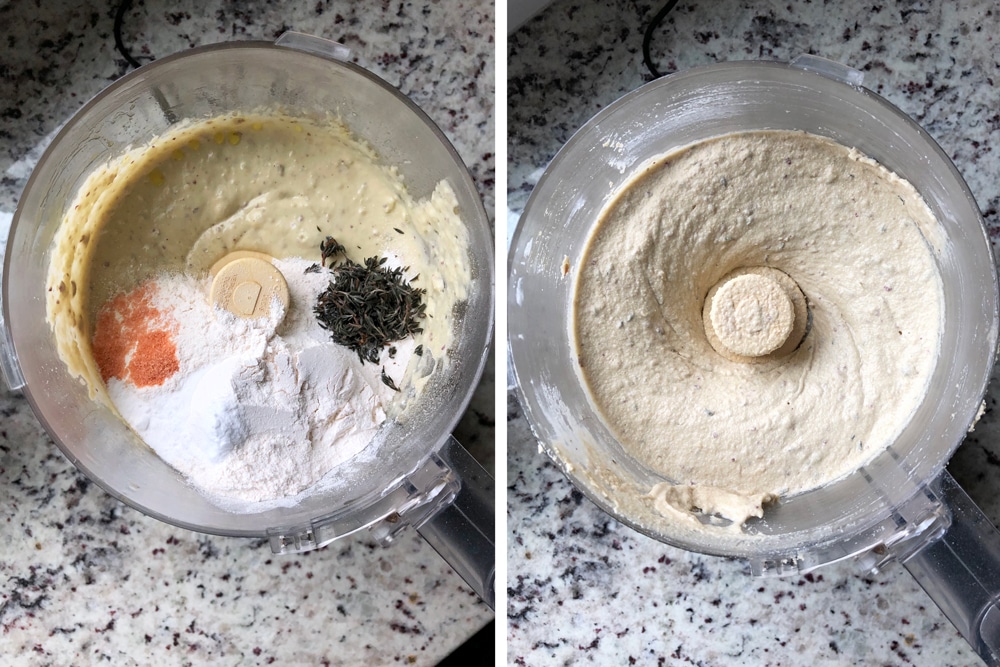 adding the flour and spices to make the batter