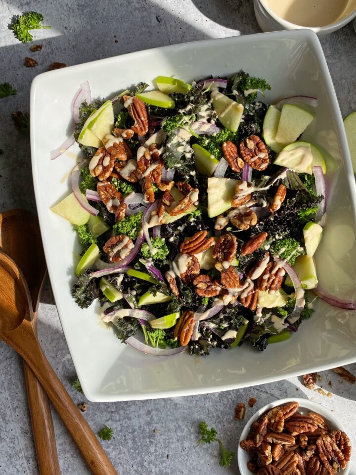 Massaged Kale Salad with Tahini Dressing Bake It Paleo