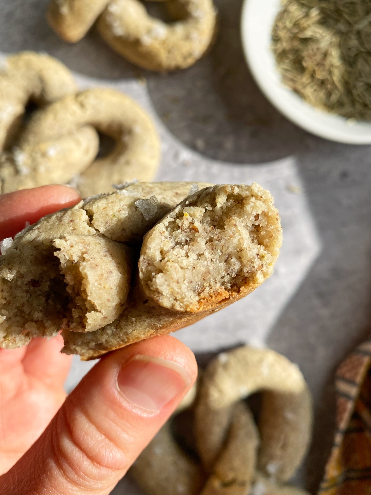 inside texture of pretzels