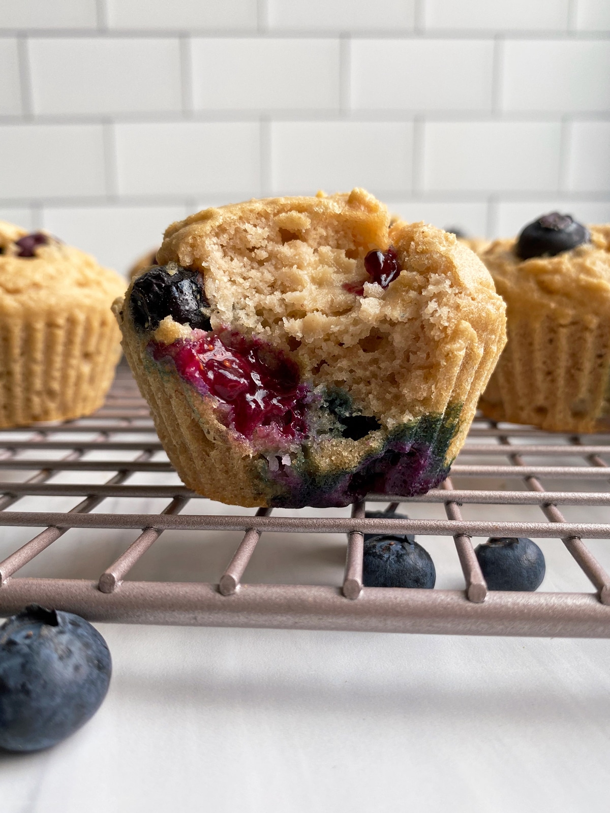 showing the inside texture of the muffin