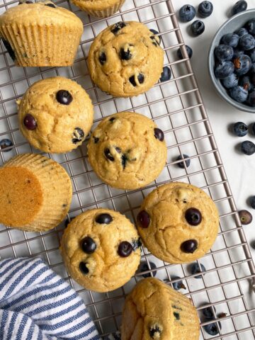 baked muffins on a wire cooling rack