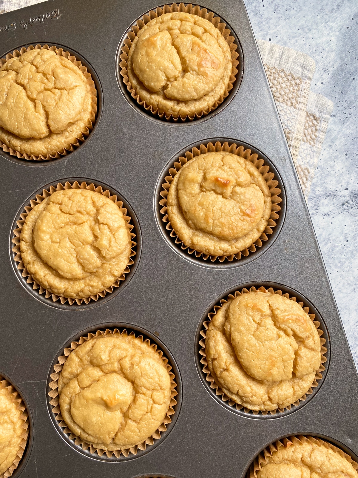 Baked muffins right out of the oven.