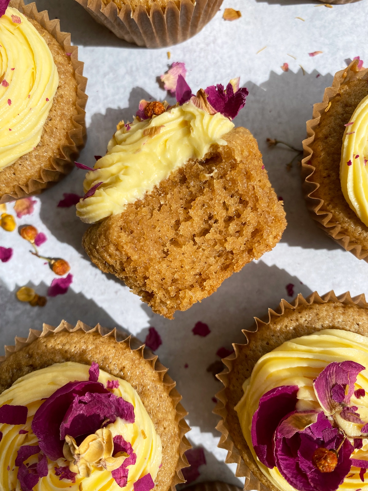 inside texture of paleo vanilla cupcakes