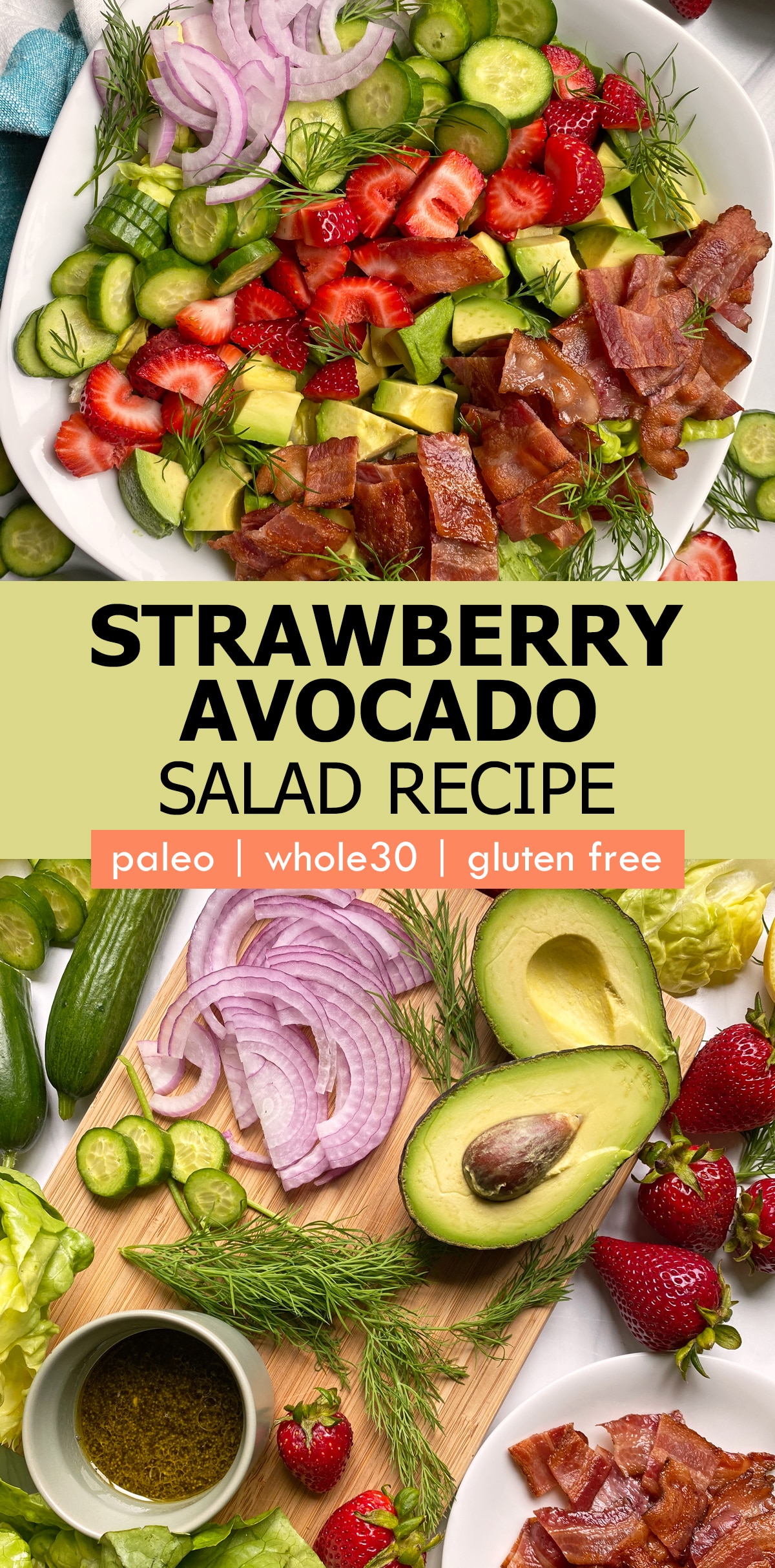 pinterest image for strawberry avocado salad recipe