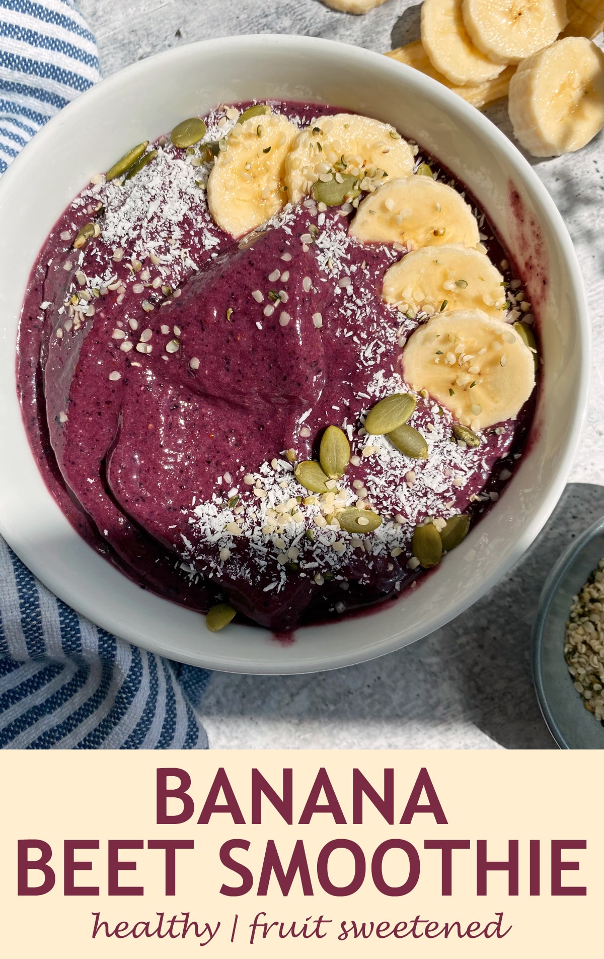 pinterest image for banana beet smoothie