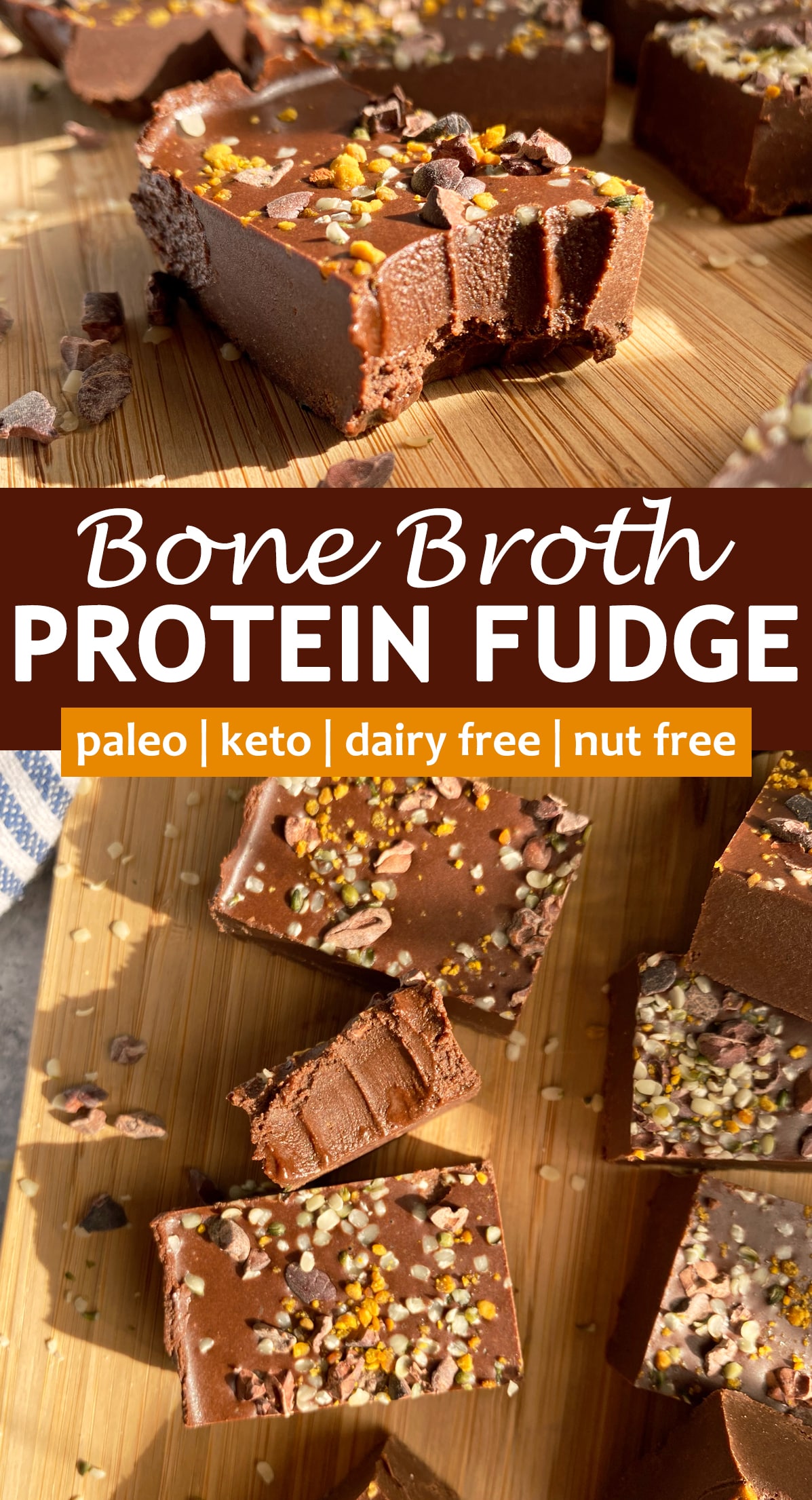 pinterest image for bone broth protein fudge