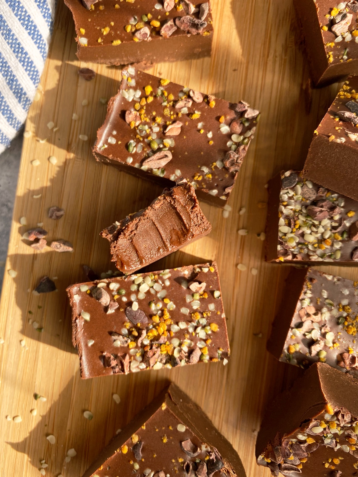 top view of bone broth fudge on cutting board