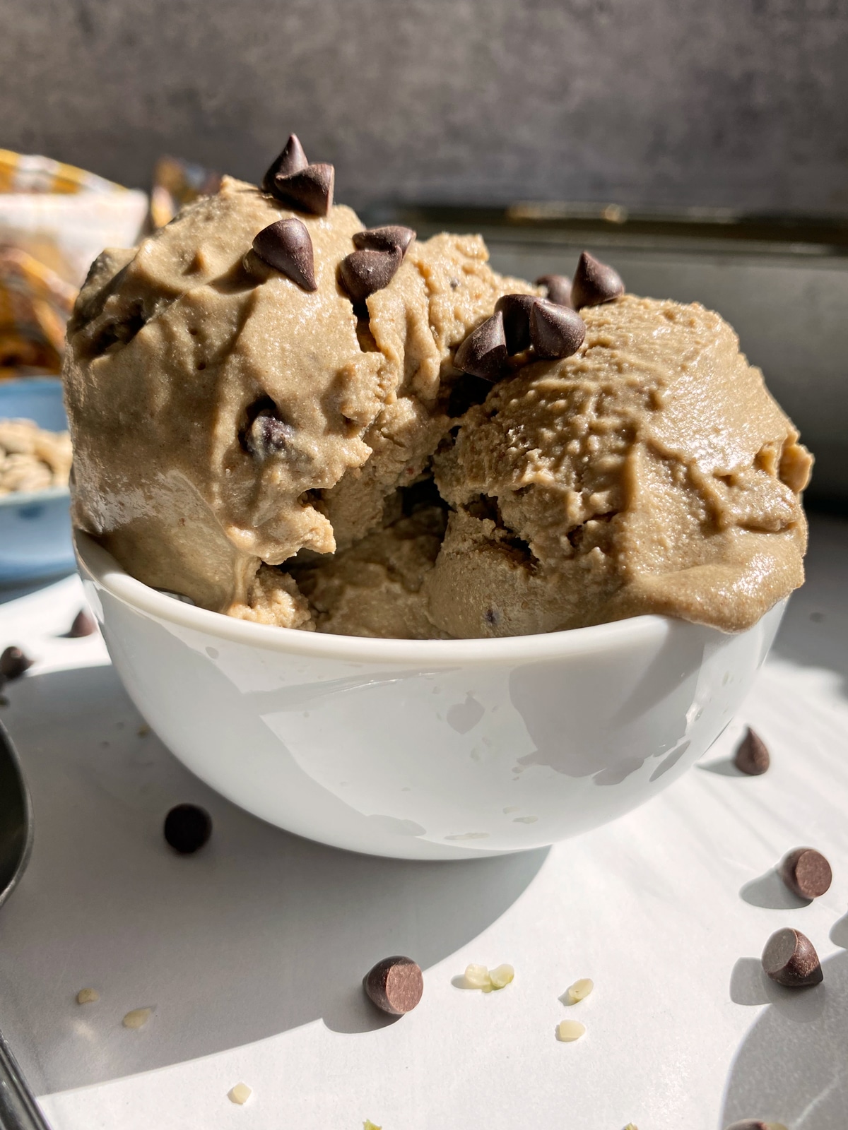 chocolate chip ice cream in bowl
