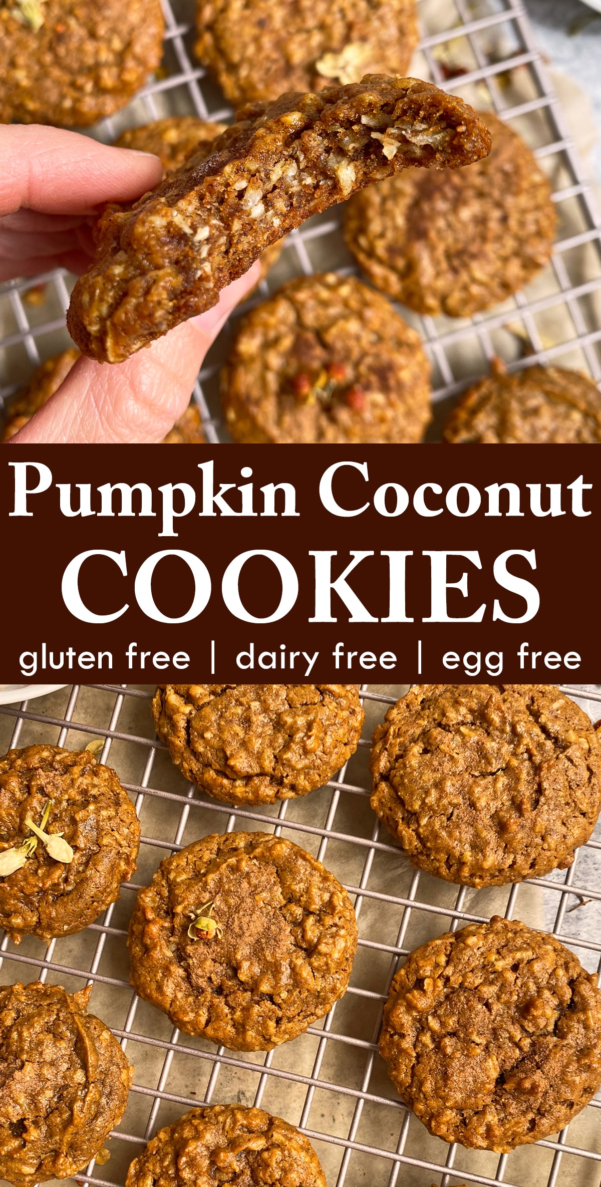 pinterest image for pumpkin coconut cookies