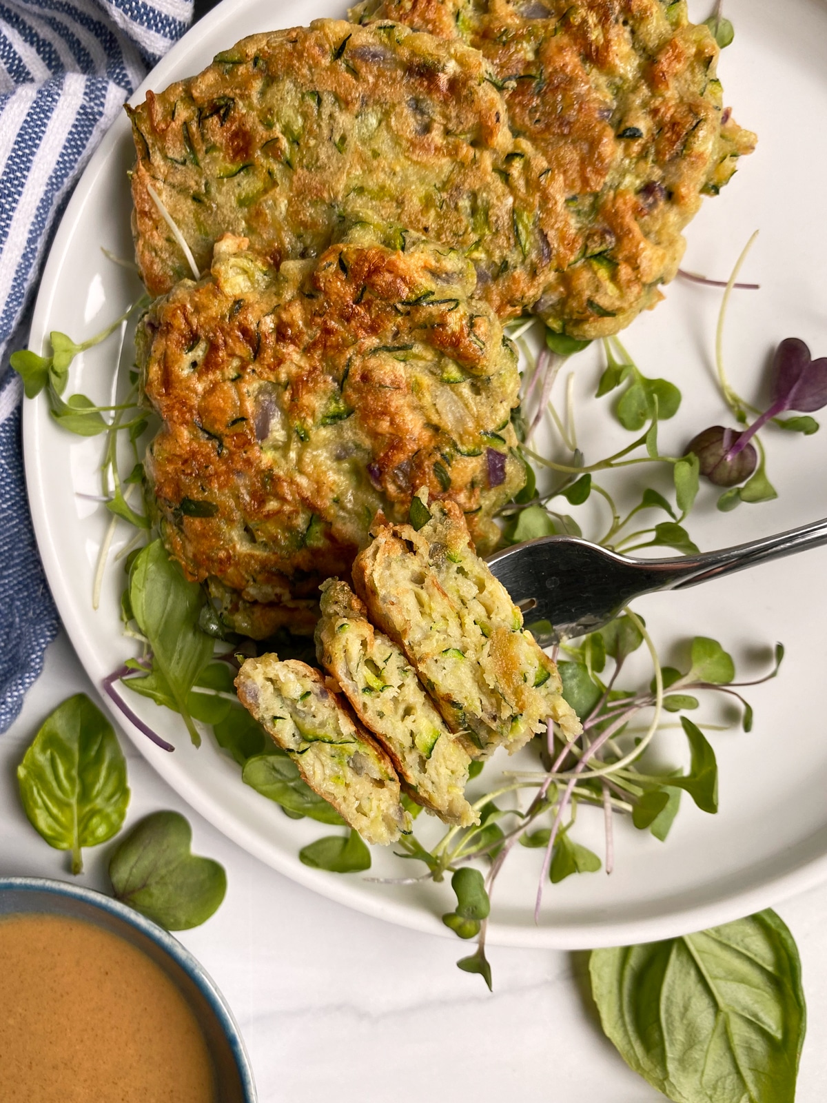 showing the inside texture of the zucchini cakes