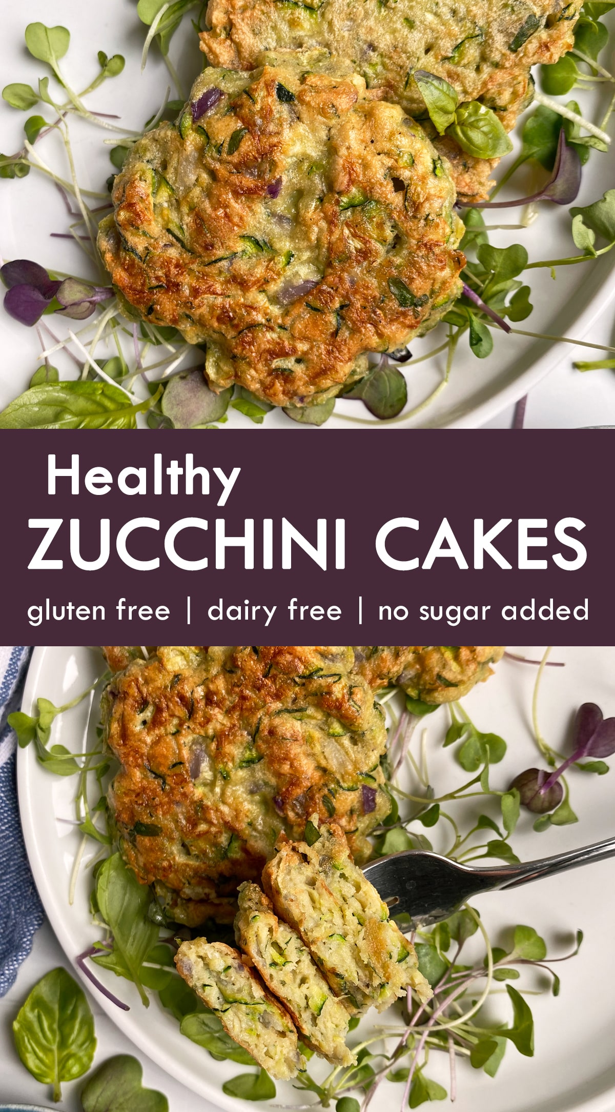 pinterest image for healthy zucchini cakes