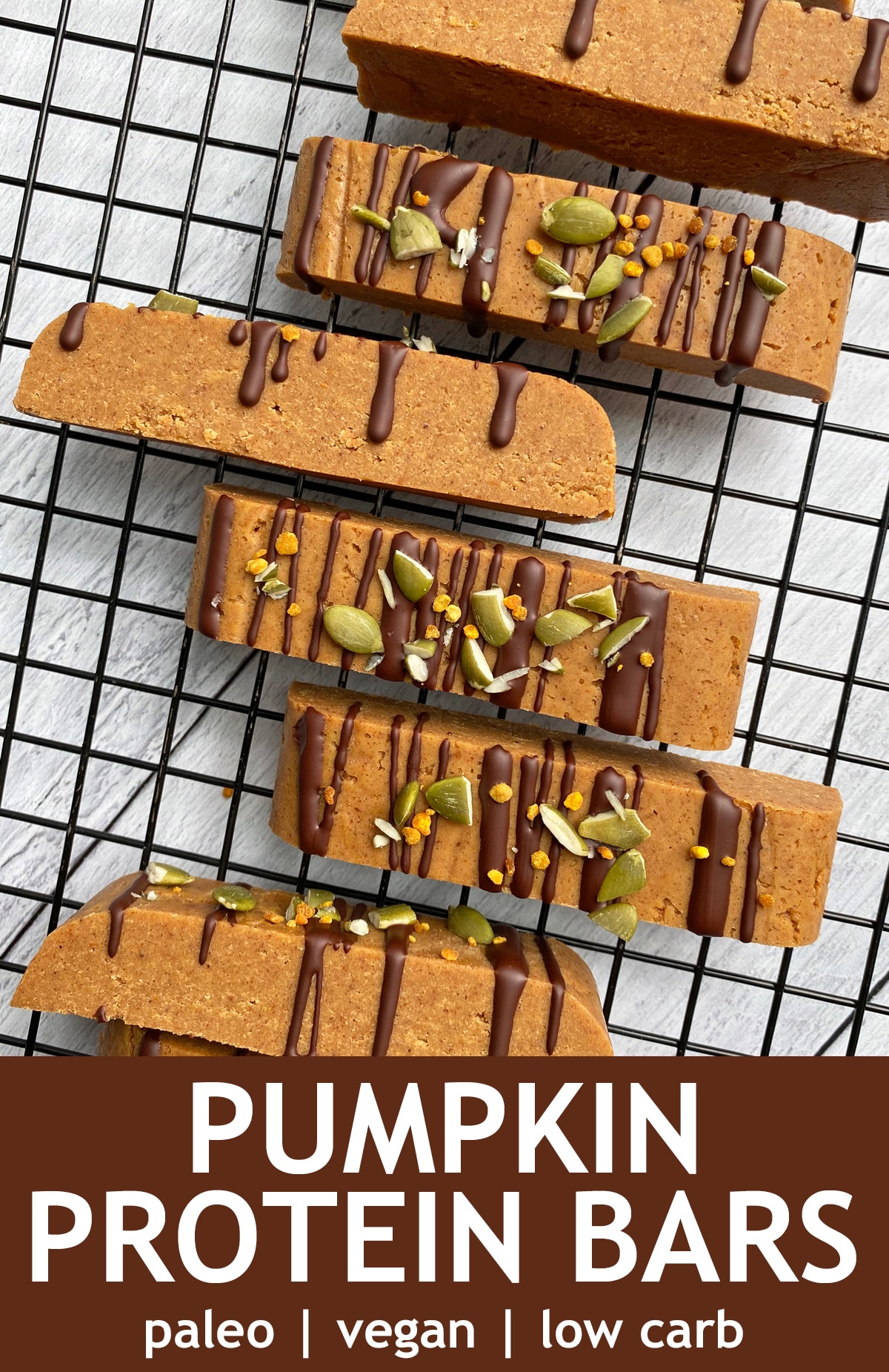 pinterest image for pumpkin protein bars