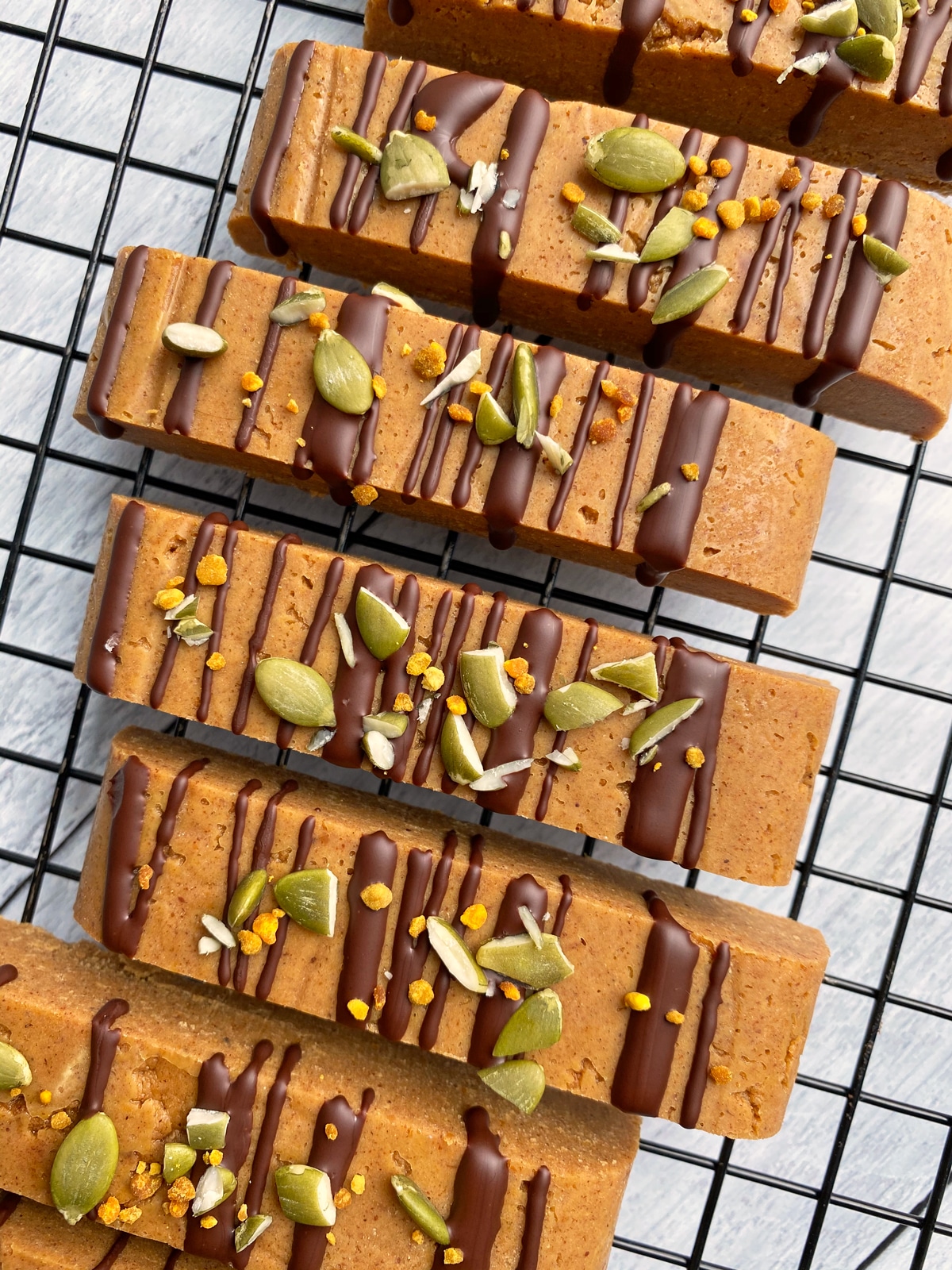 top view of no bake pumpkin protein bars