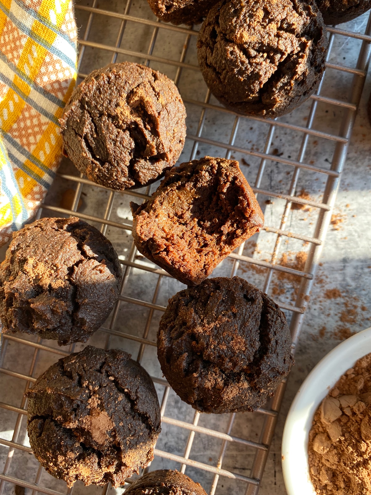 miniature chocolate muffins made with cassava flour