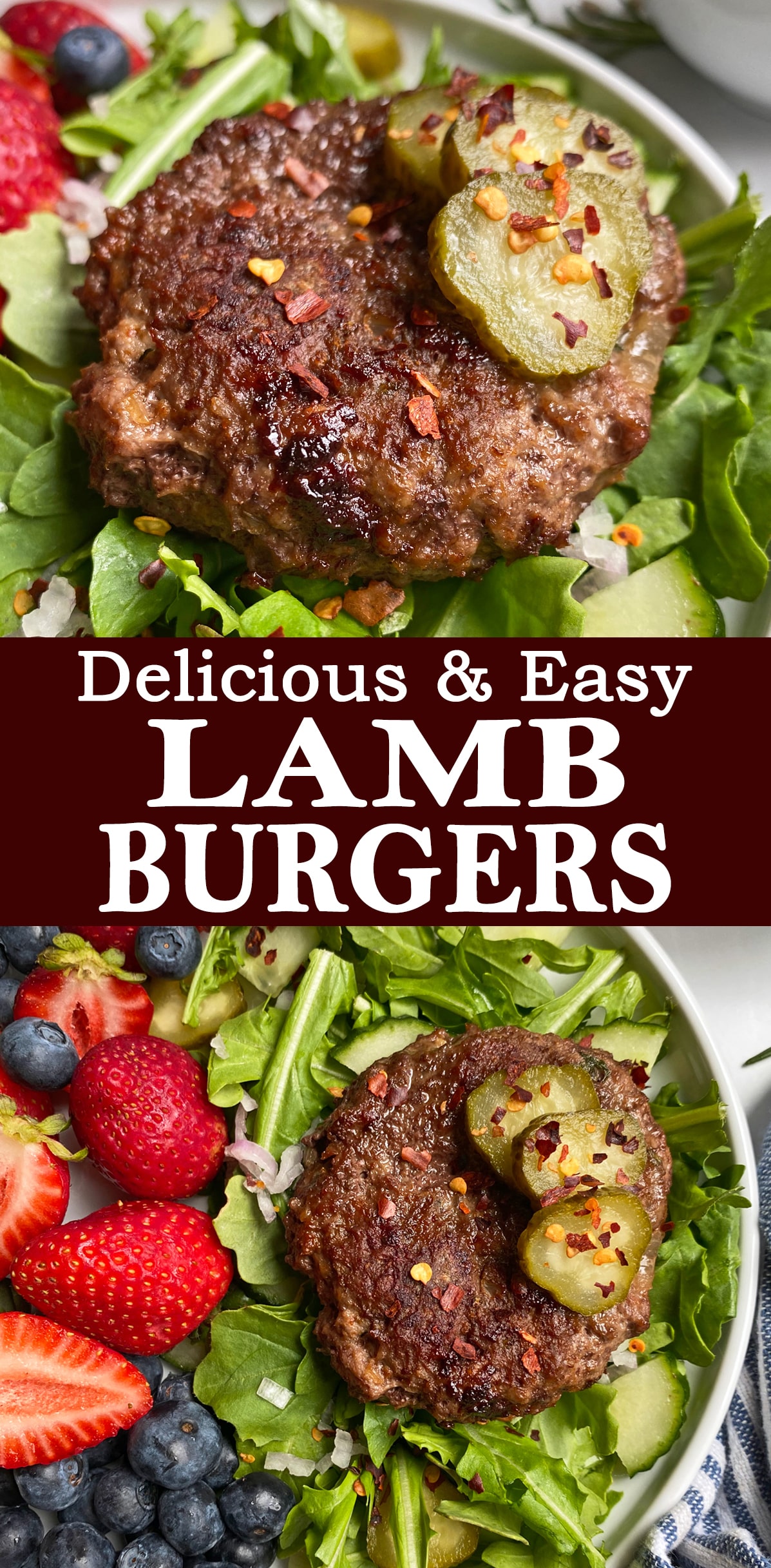 pinterest image for delicious and easy lamb burgers