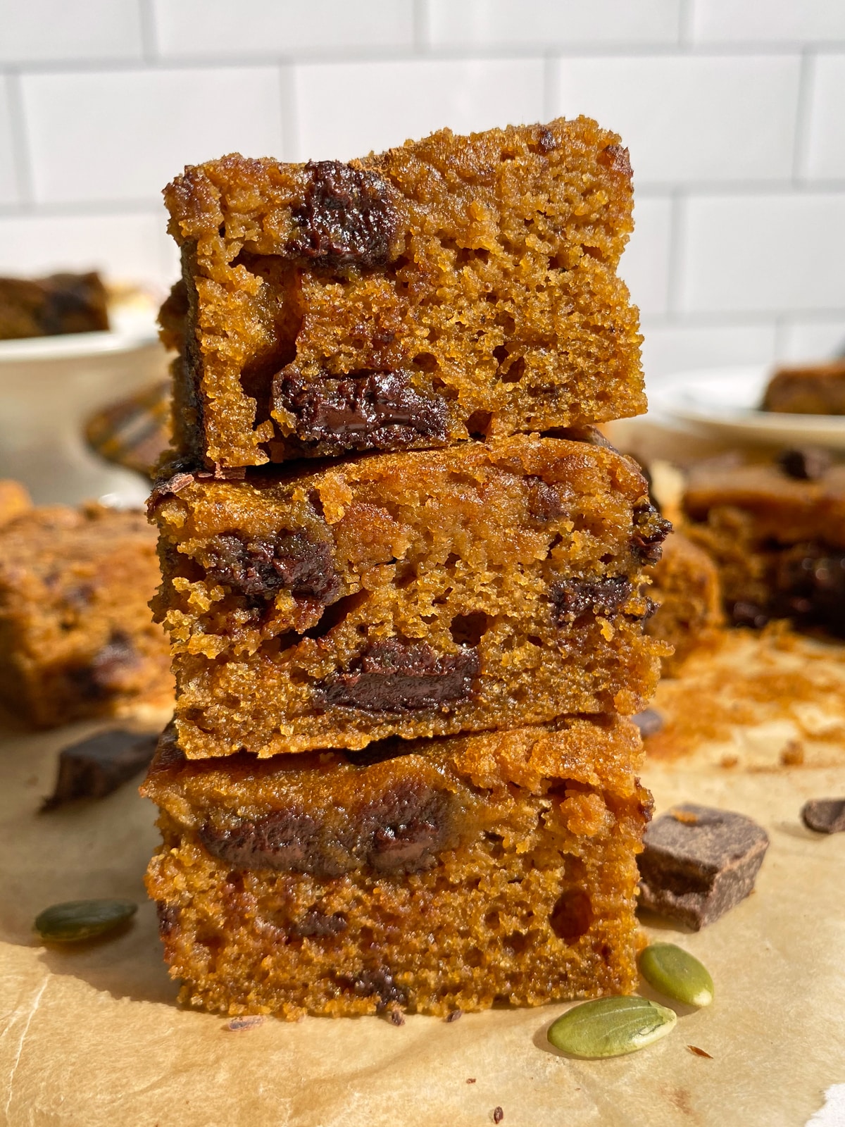 stack of three paleo pumpkin blondies