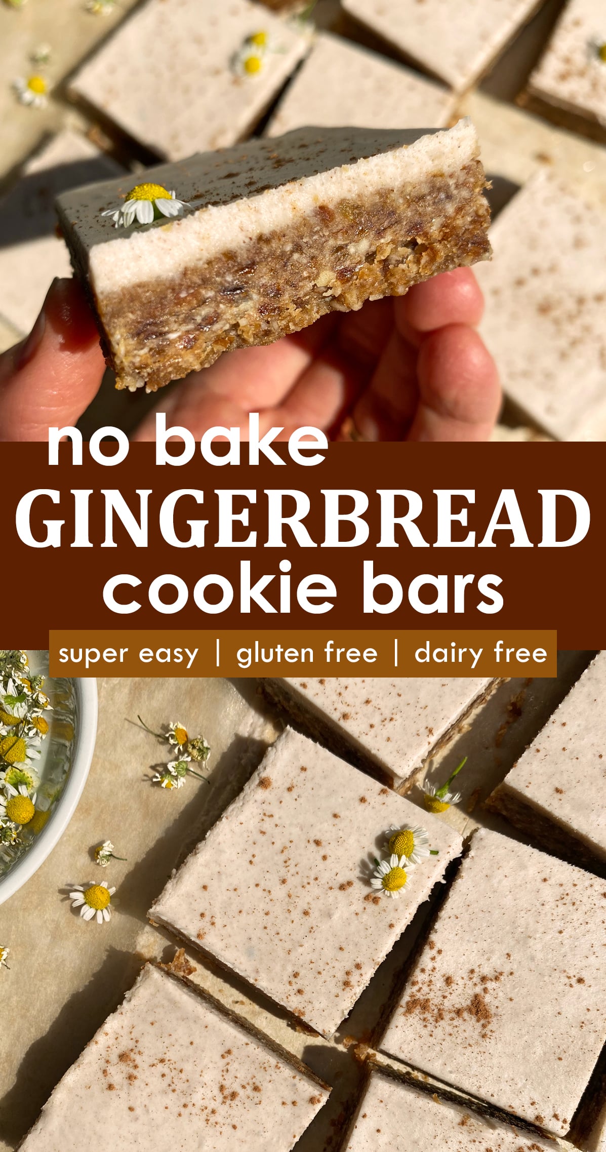 pinterest image for gingerbread cookie bars