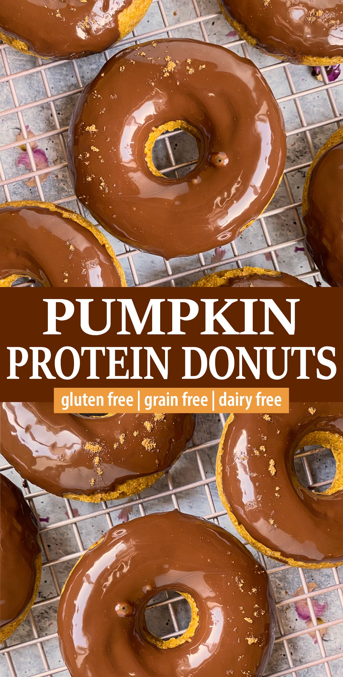 pinterest image for pumpkin protein donuts
