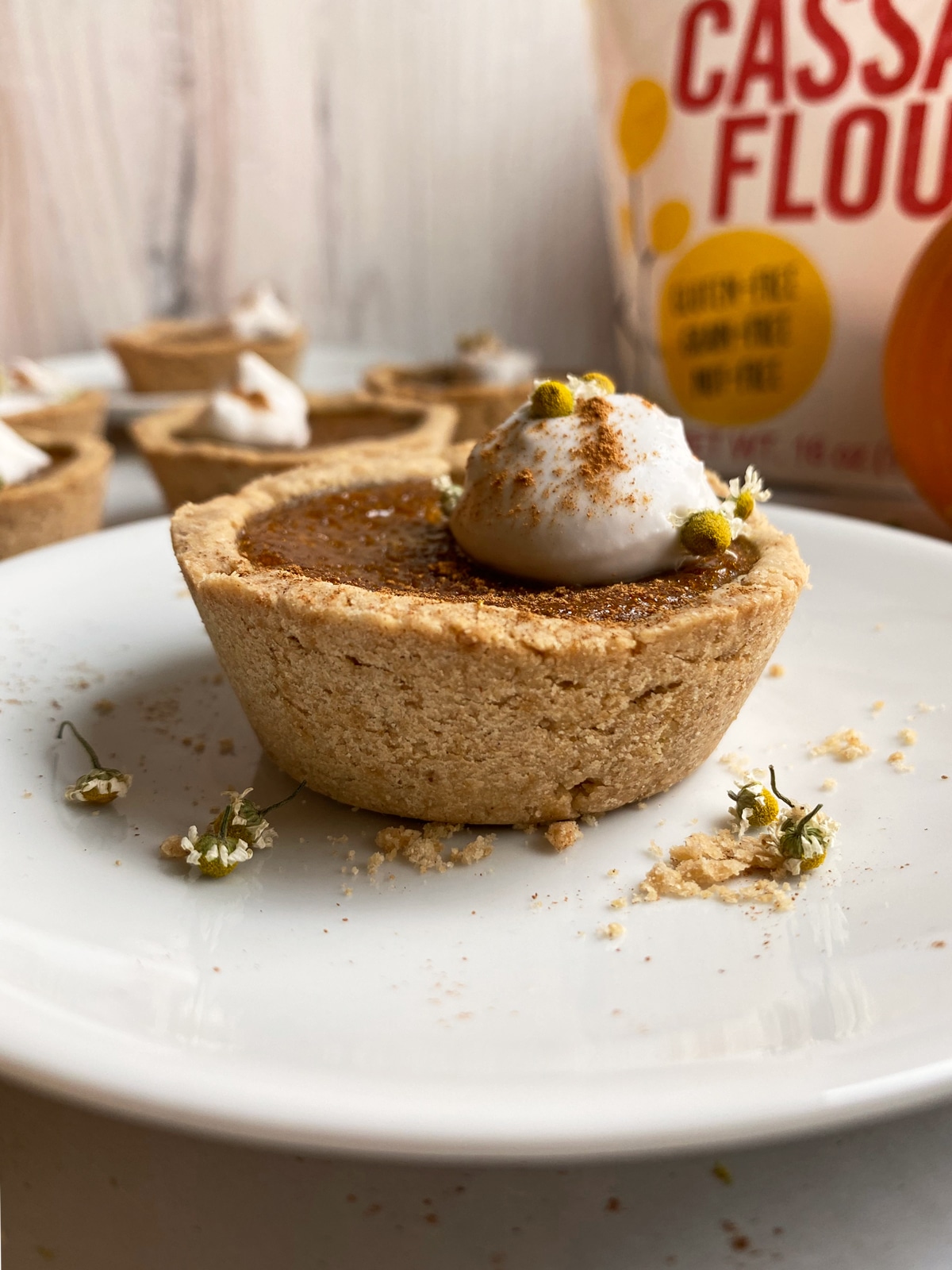 side view of miniature pumpkin pie