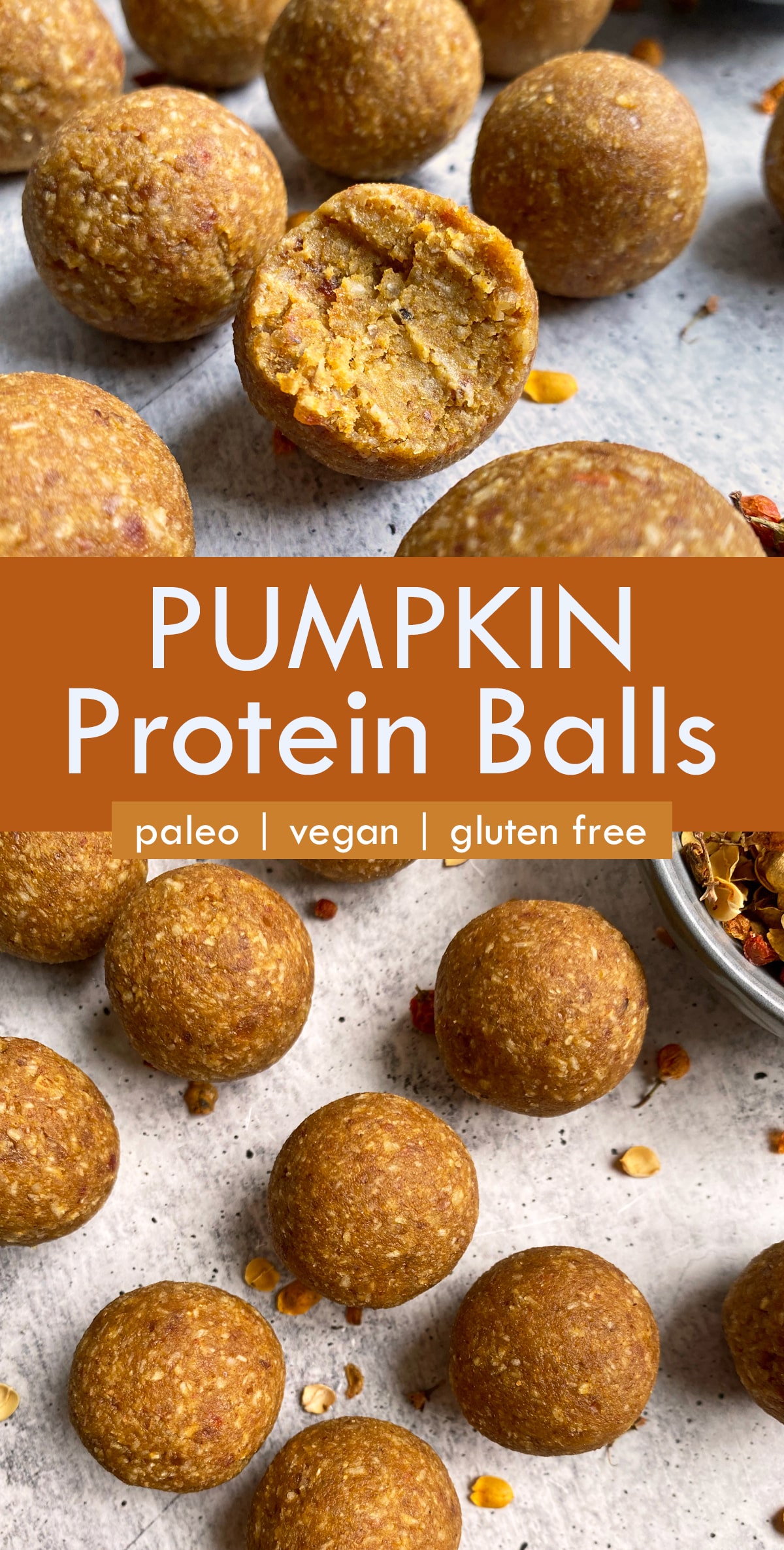 pinterest image for pumpkin protein balls