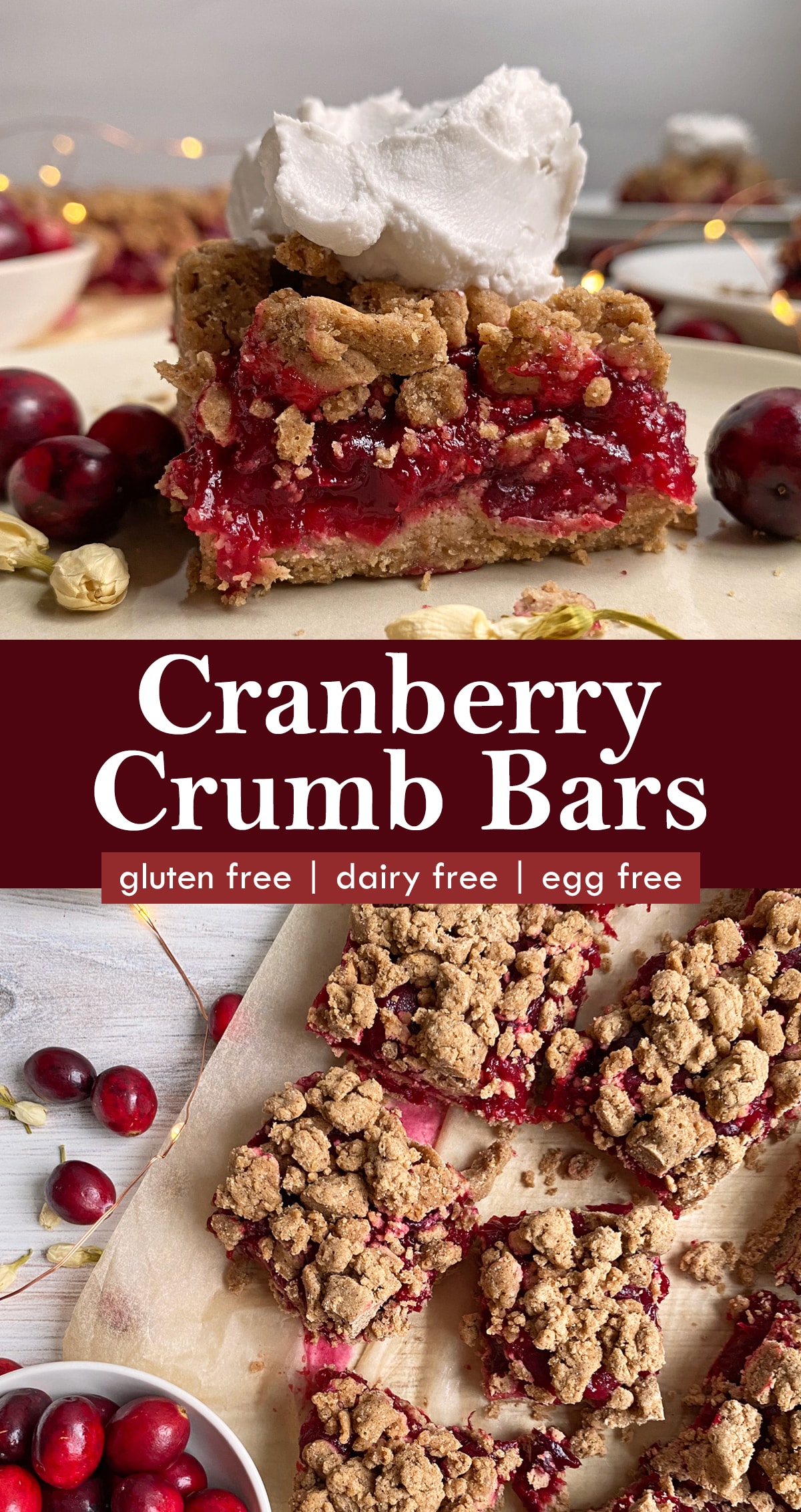 pinterest image for cranberry crumb bars