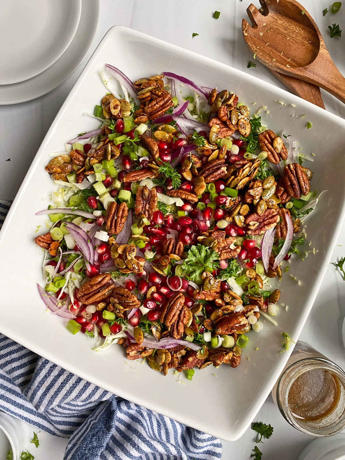 Healthy shredded brussels sprouts salad.