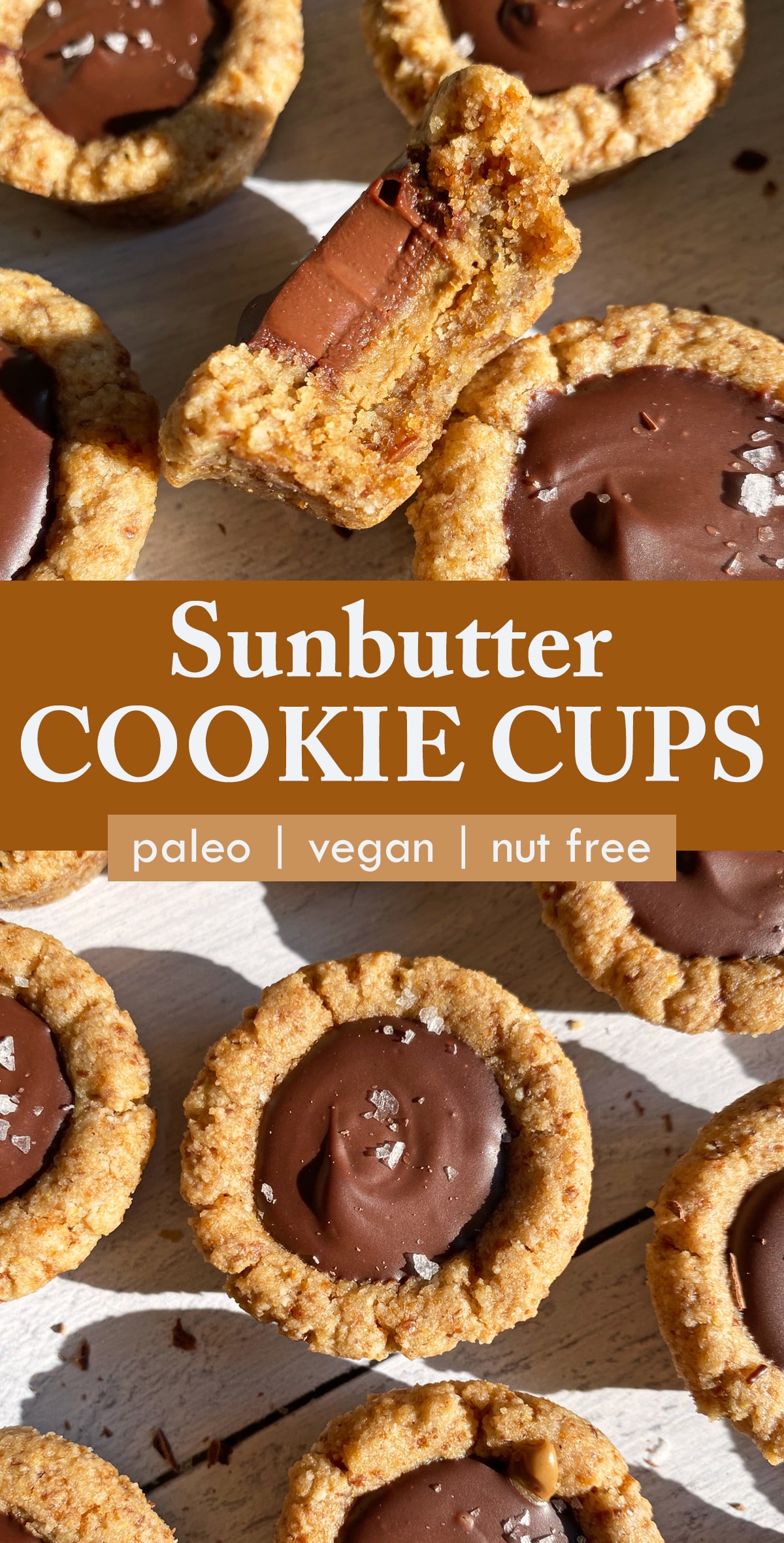 pinterest image for sunbutter cookie cups